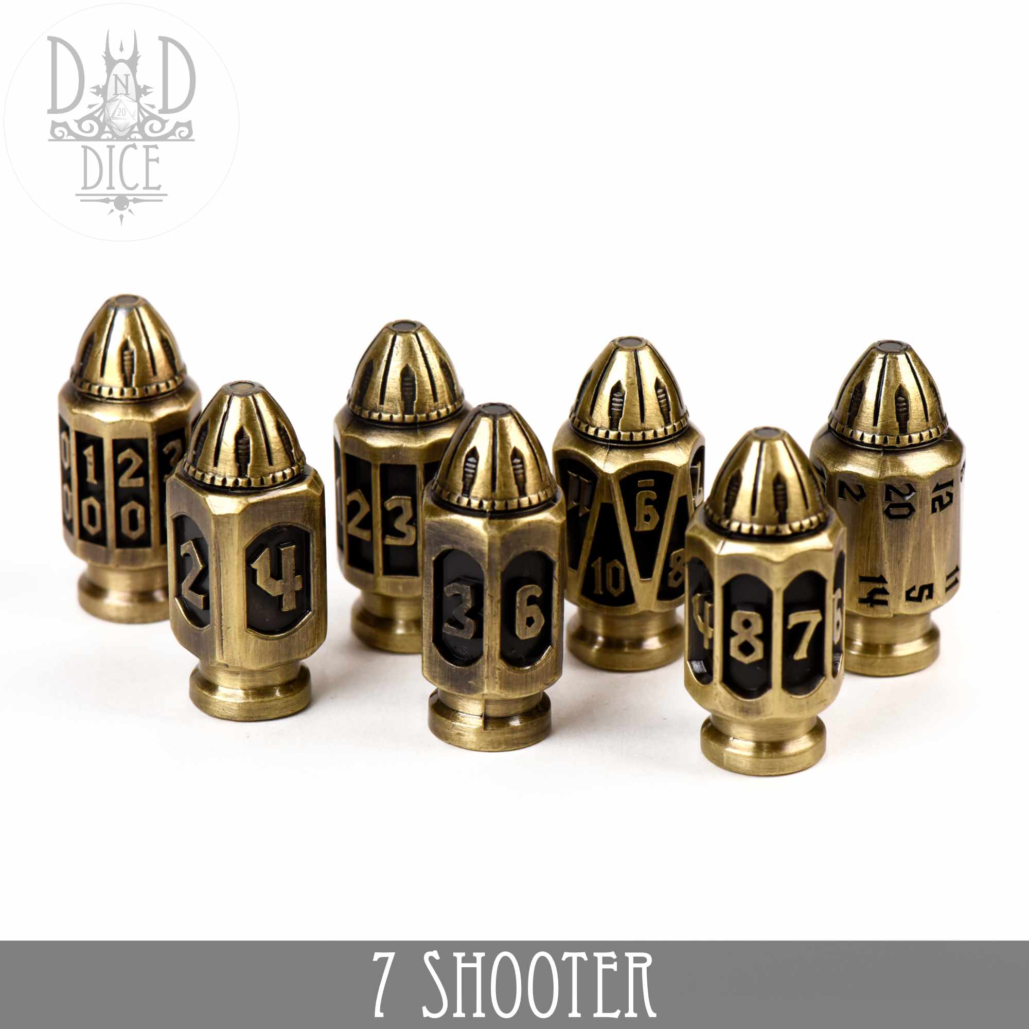 7 Shooter Brass Metal Dice Set - Image 2
