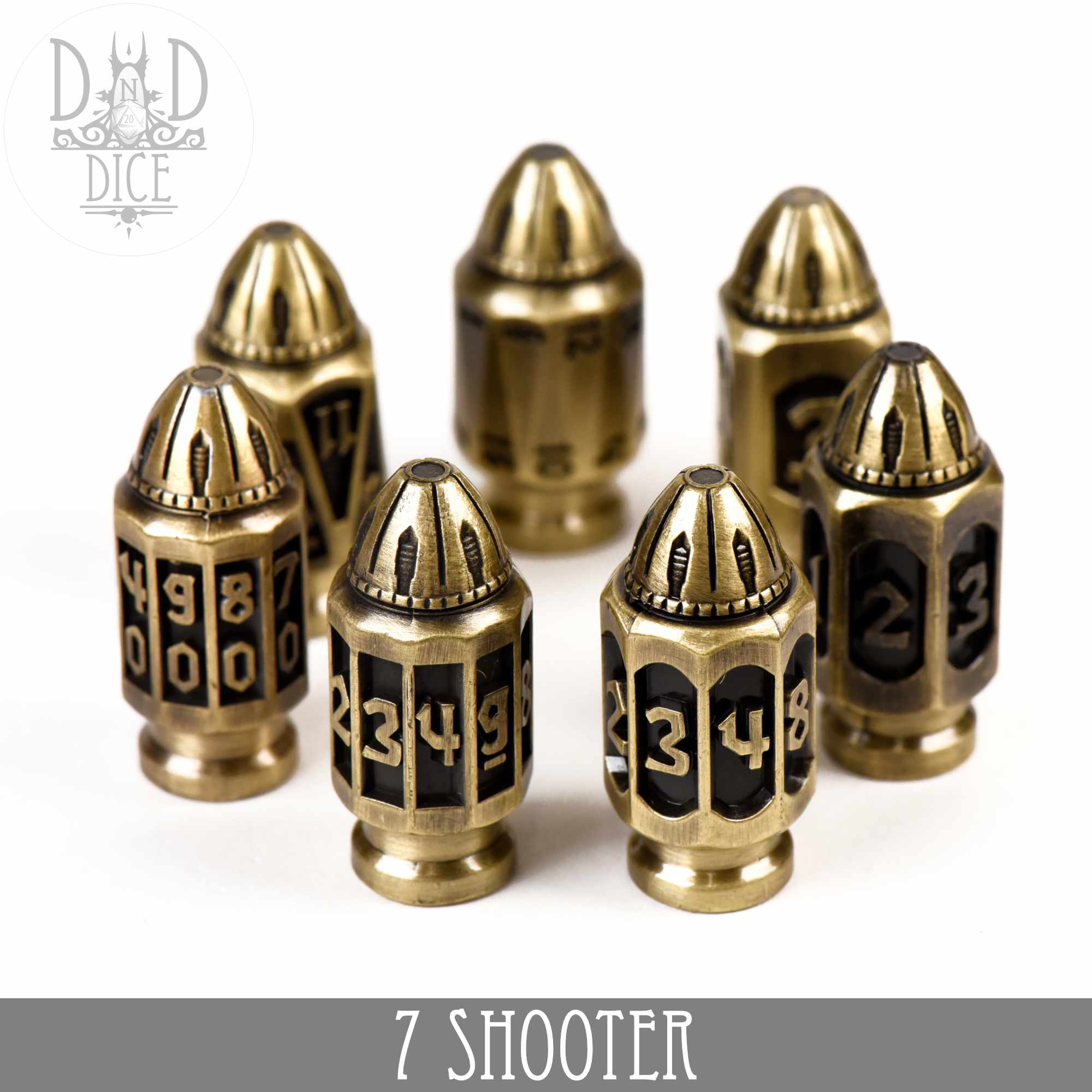 7 Shooter Brass Metal Dice Set - Image 3
