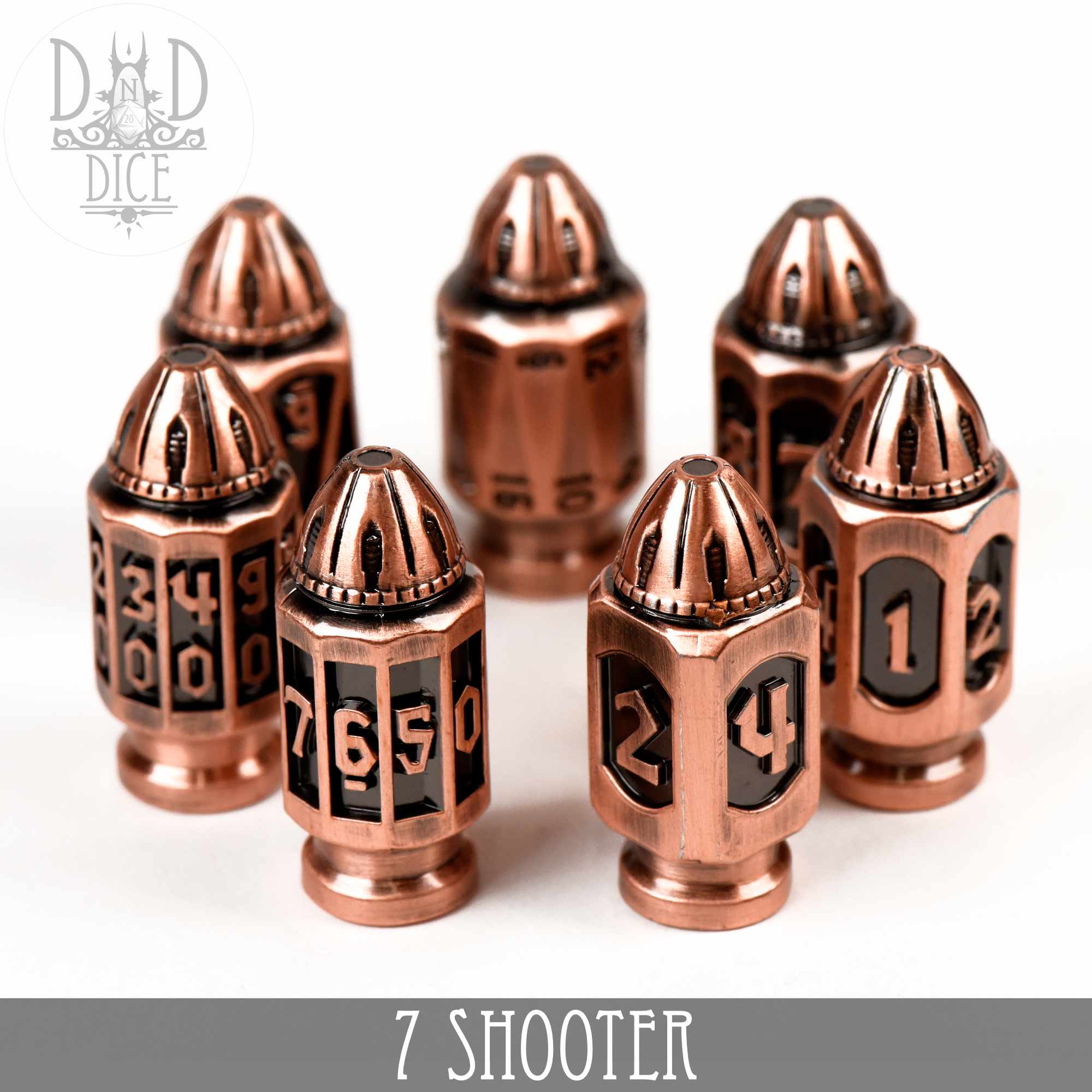 7 Shooter Copper Metal Dice Set - Image 3