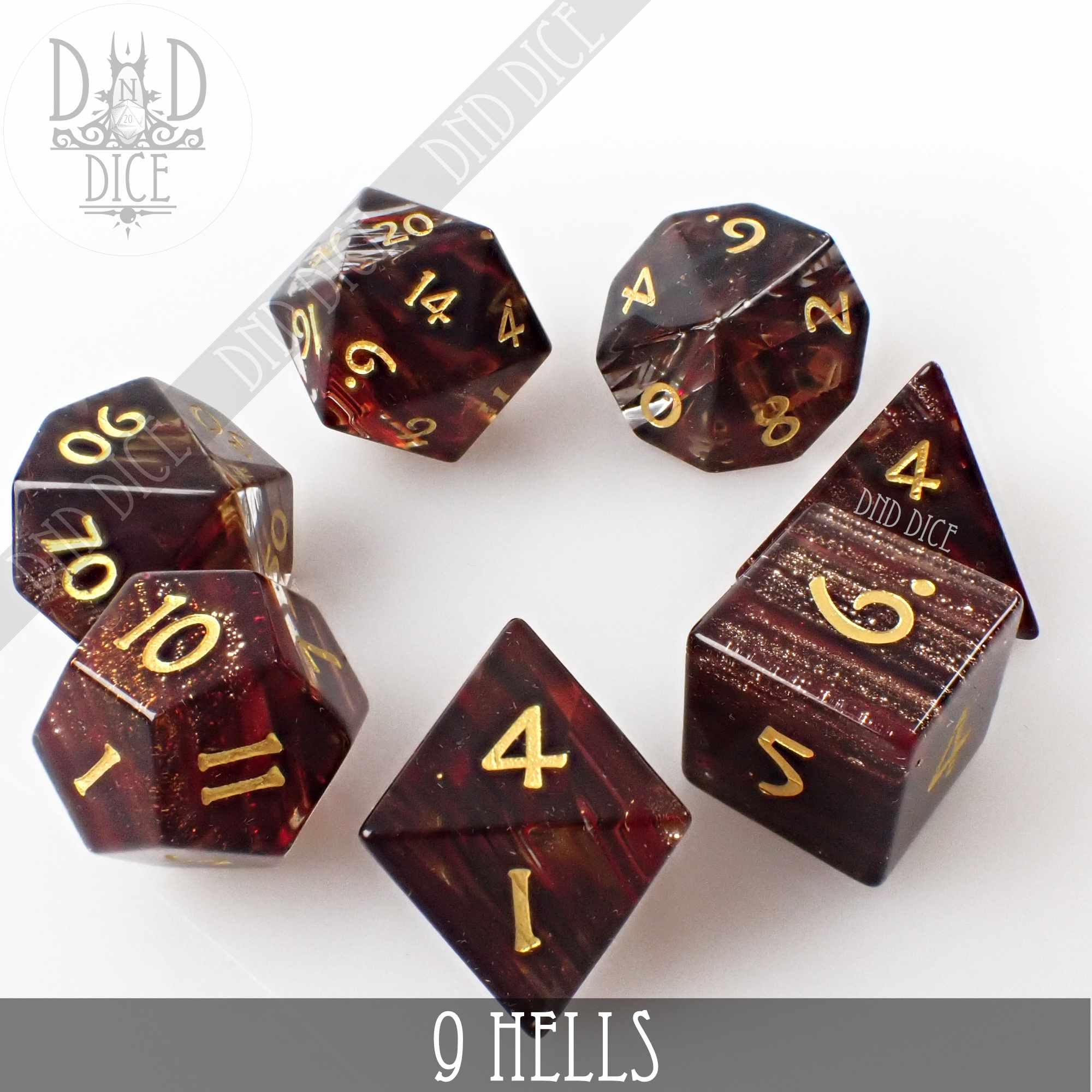 9 Hells Glass Dice Set (Gift Box) - Image 3