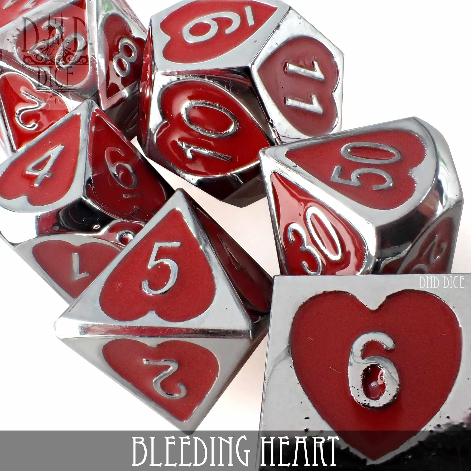 Bleeding Heart Metal Dice Set - Image 2