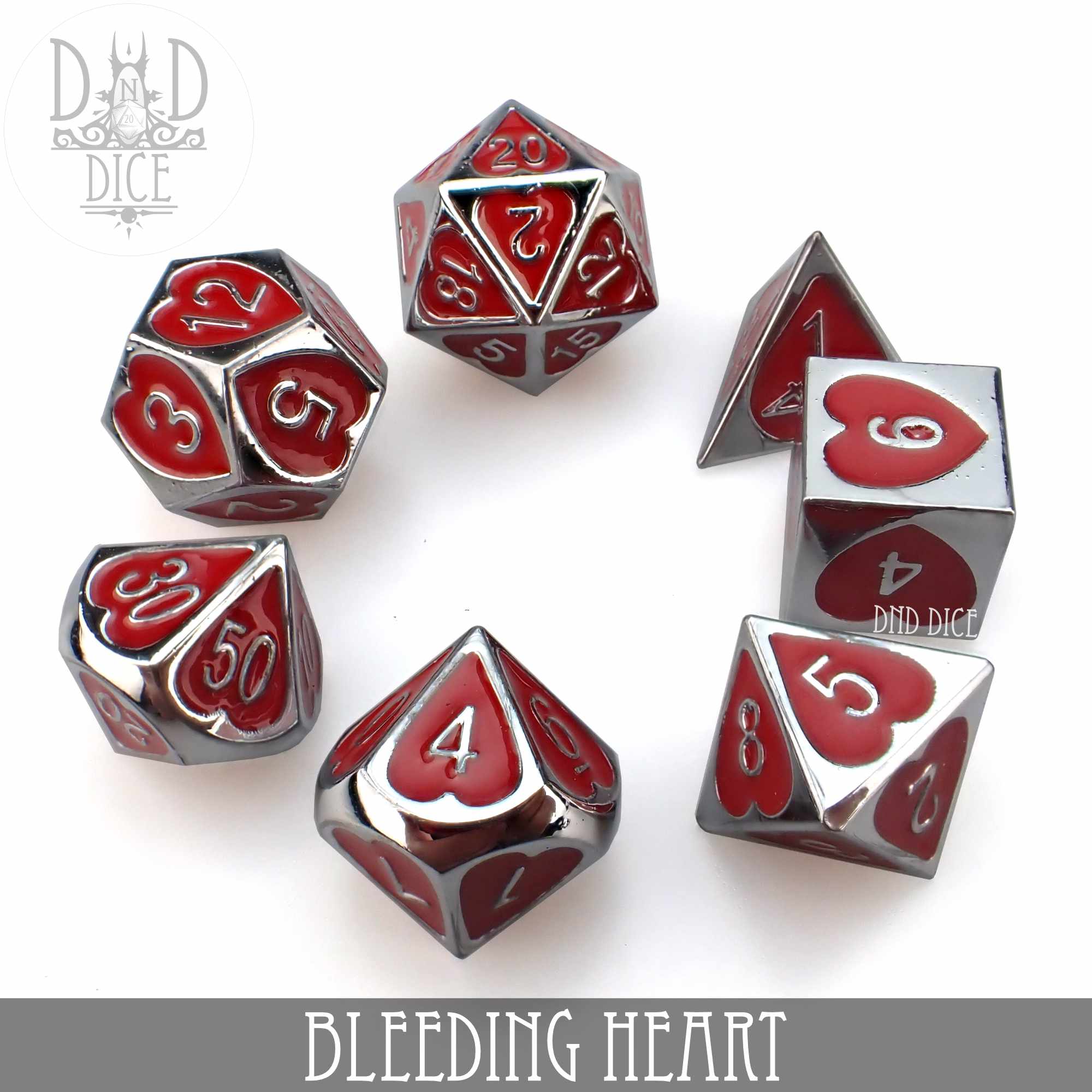 Bleeding Heart Metal Dice Set - Image 3