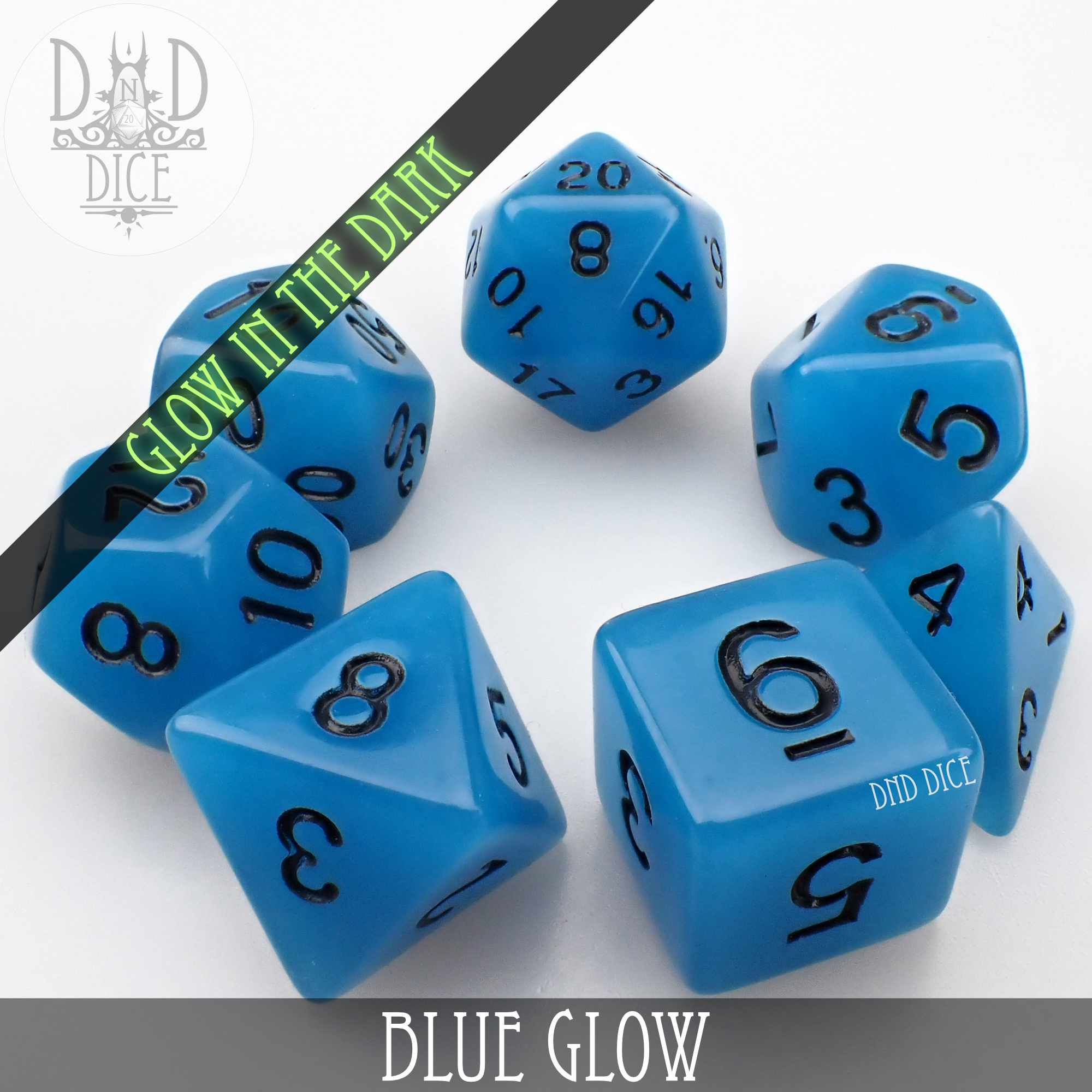 Blue Glow in the Dark Dice Set - Image 4