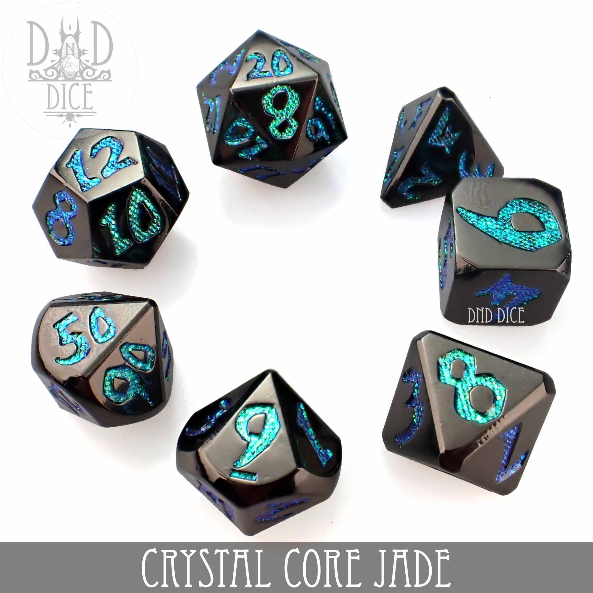 Crystal Core Jade Metal Dice Set - Image 3
