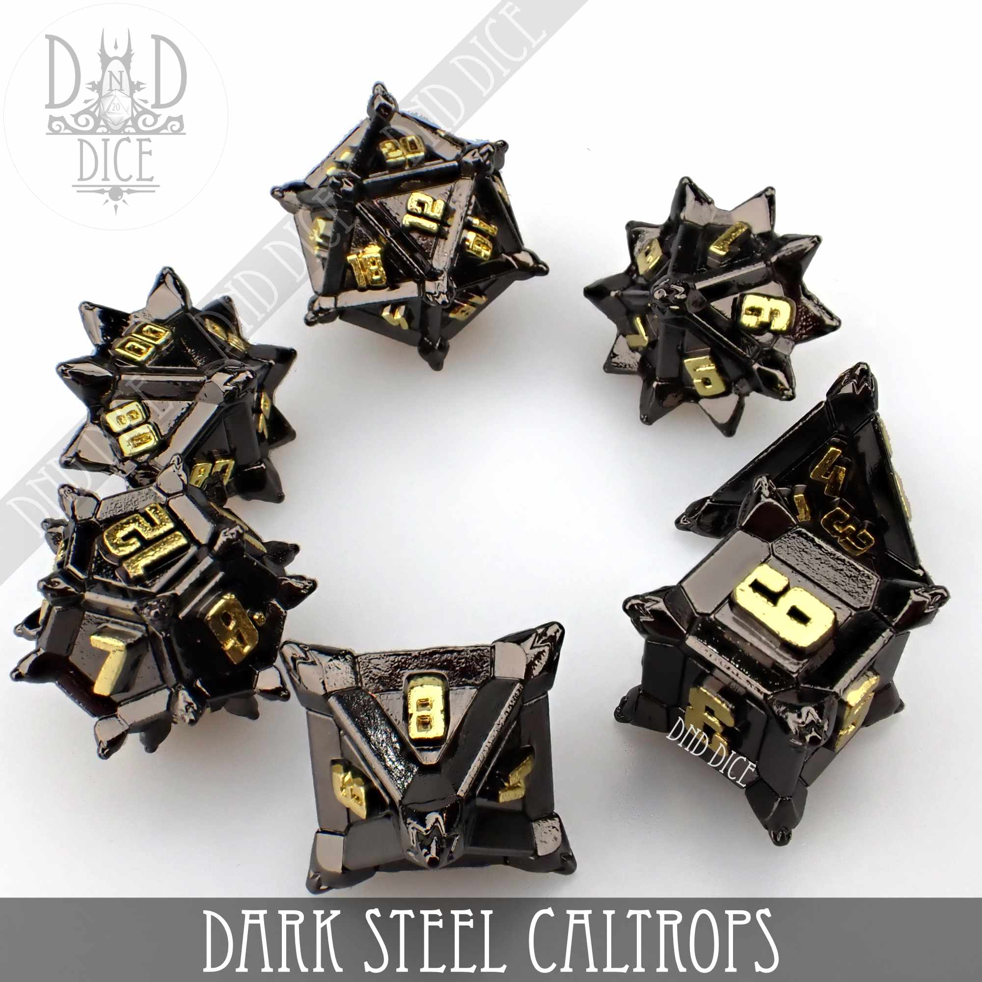 Dark Steel Caltrops Metal Dice Set - Image 3