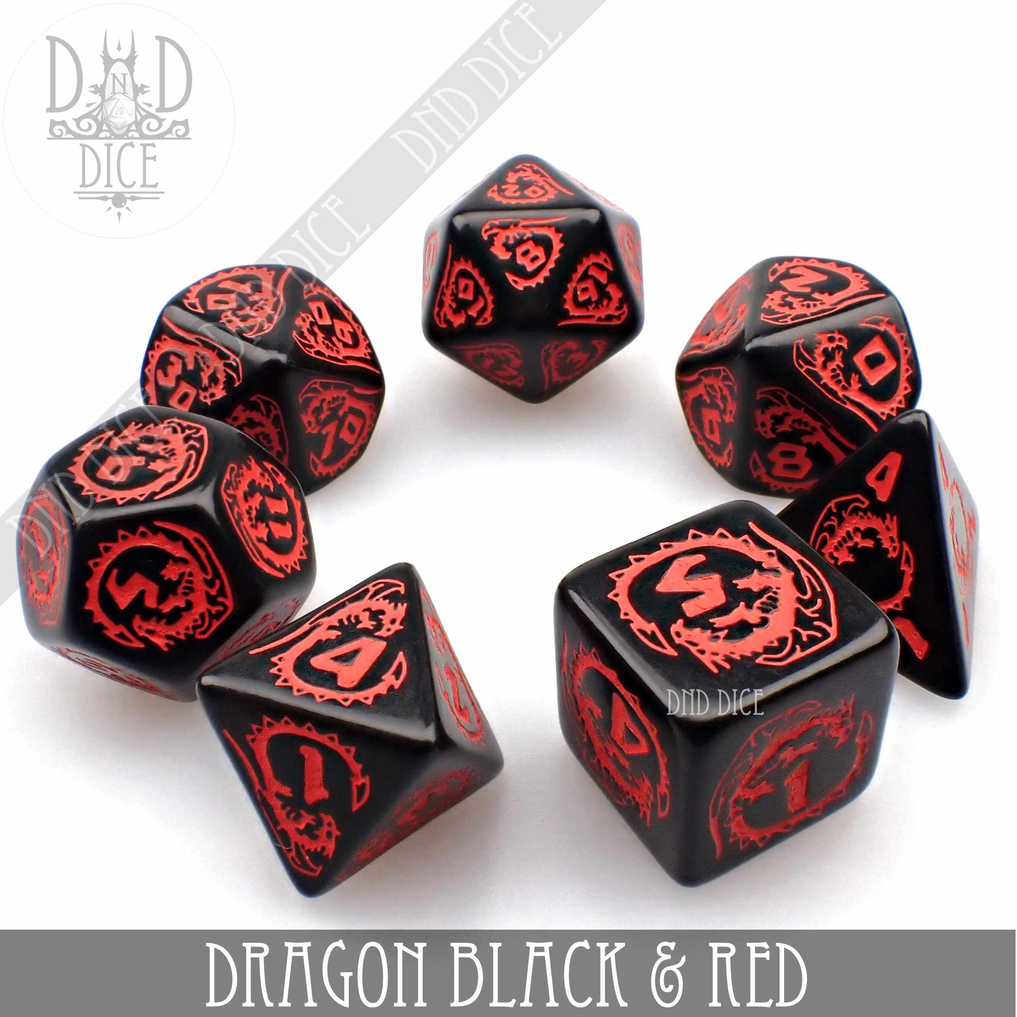 Dragon Onyx (Black & Red) Dice Set - Image 3