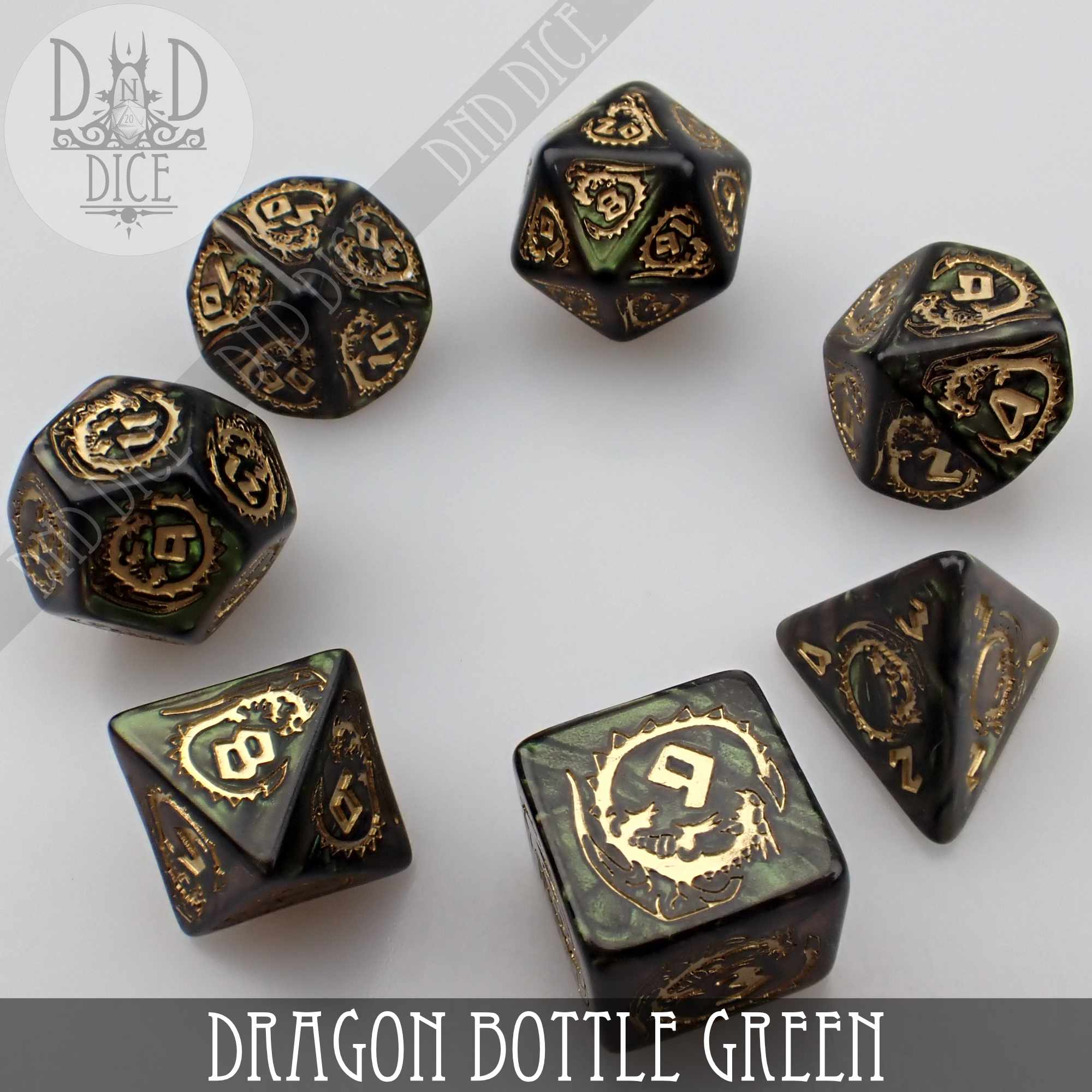 Dragon Nephrite (Bottle Green) Dice Set - Image 3