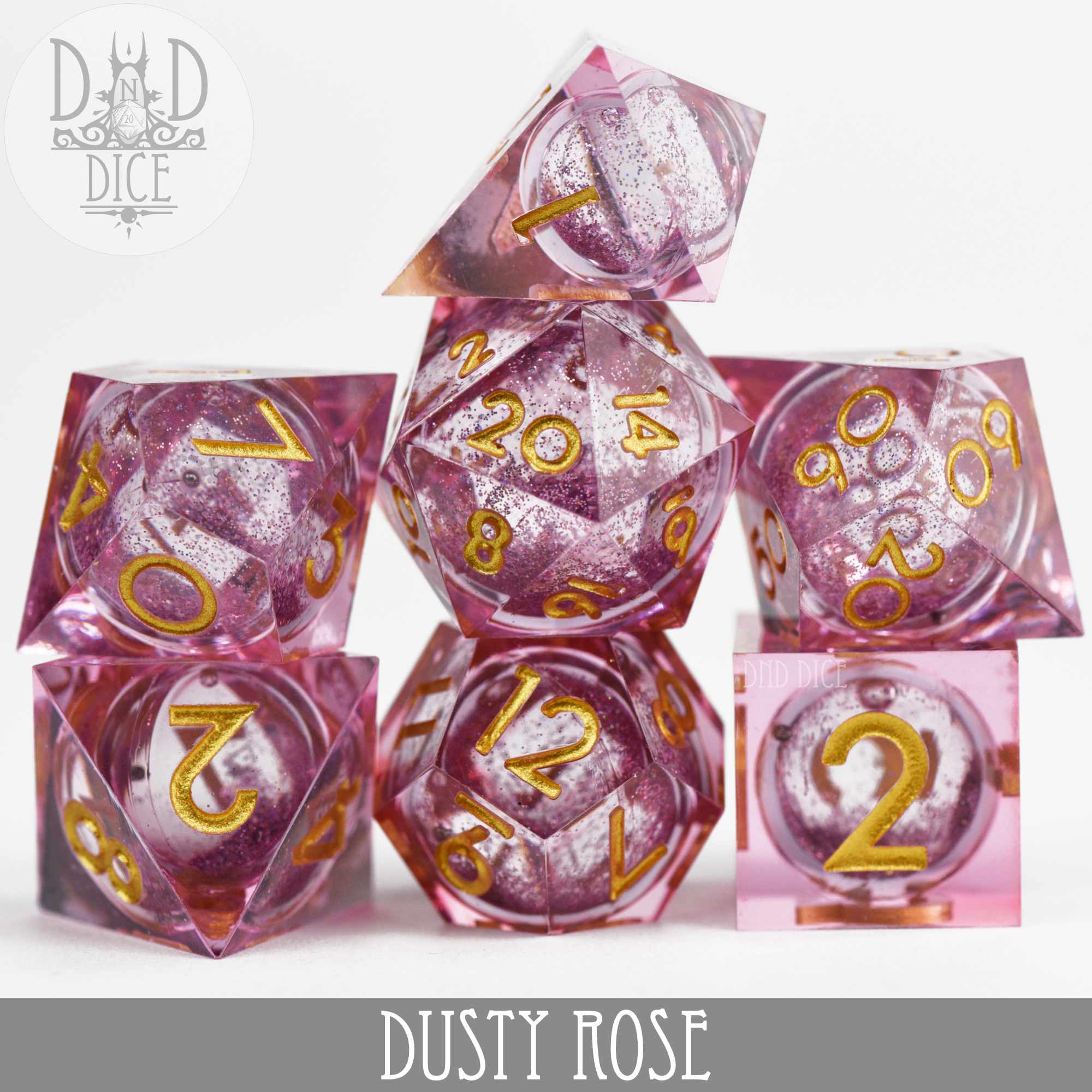 Dusty Rose Liquid Core Dice Set - Image 2