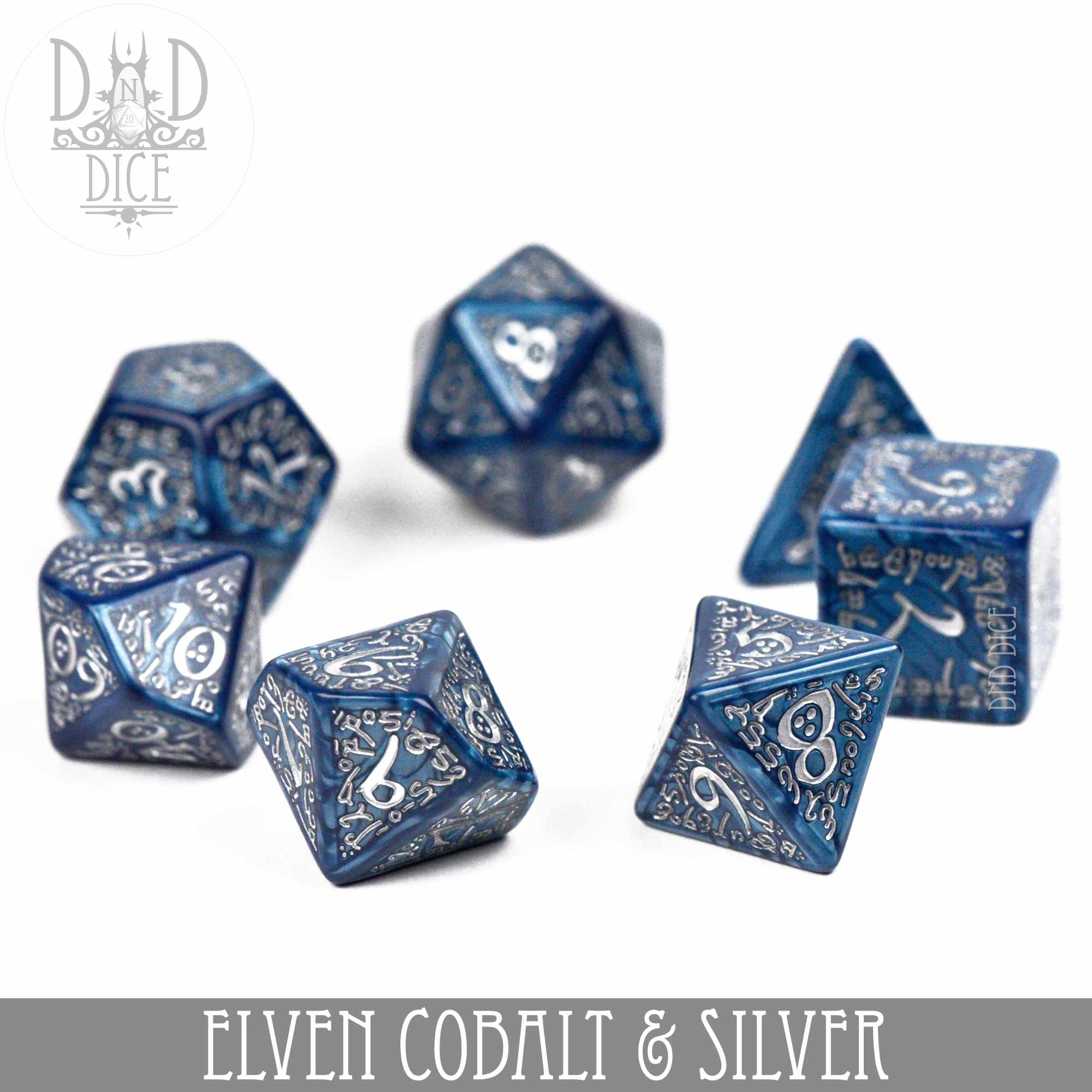 Elven Cobalt & Silver Dice Set - Image 3