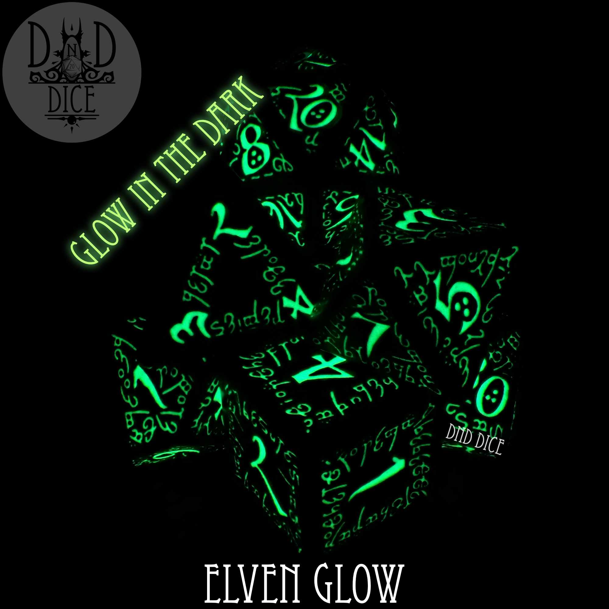 Elven Glow in the Dark Dice Set - Image 3