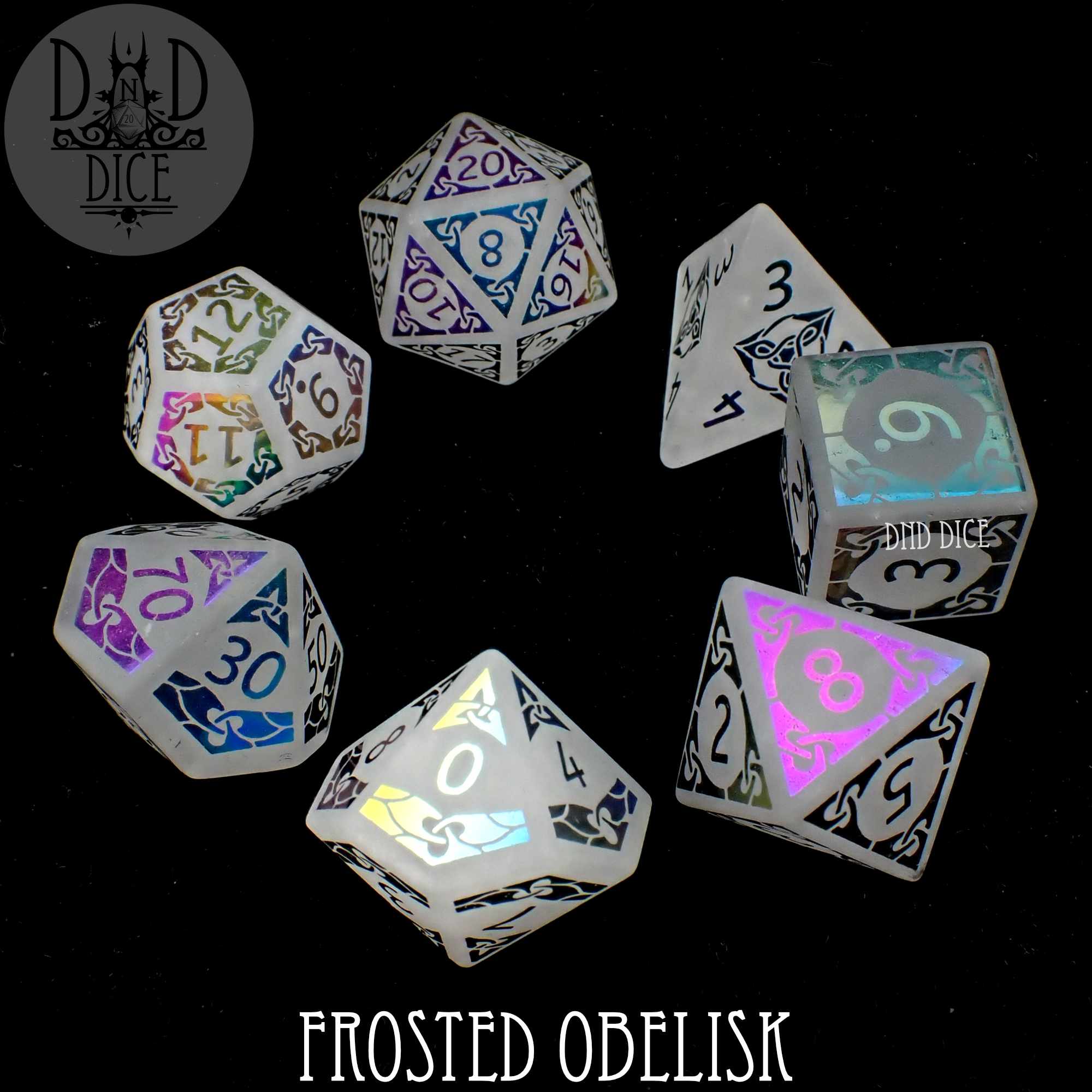 Frosted Obelisk Quartz Dice Set (Gift Box) - Image 3