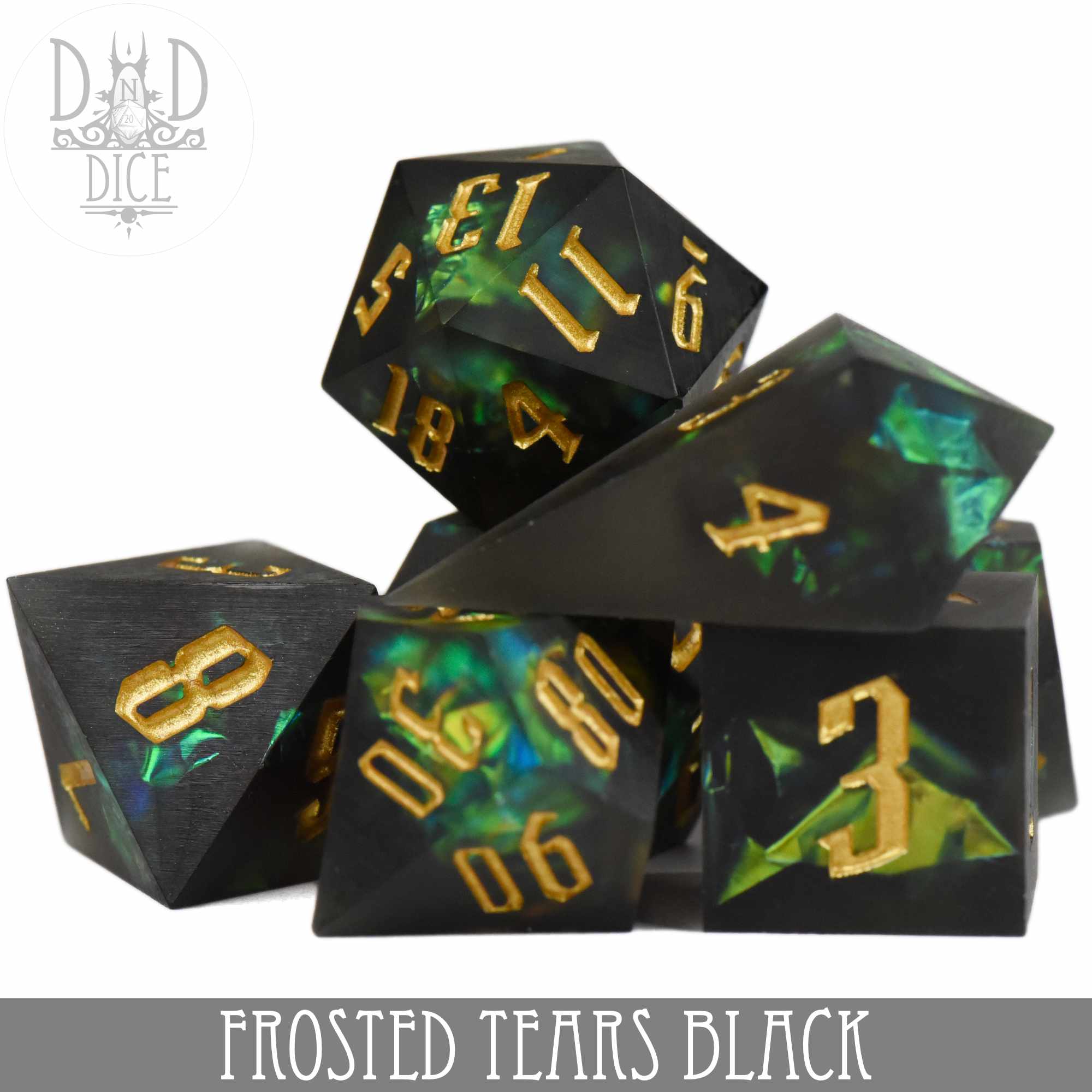 Frosted Tears Black Handmade Dice Set - Image 2