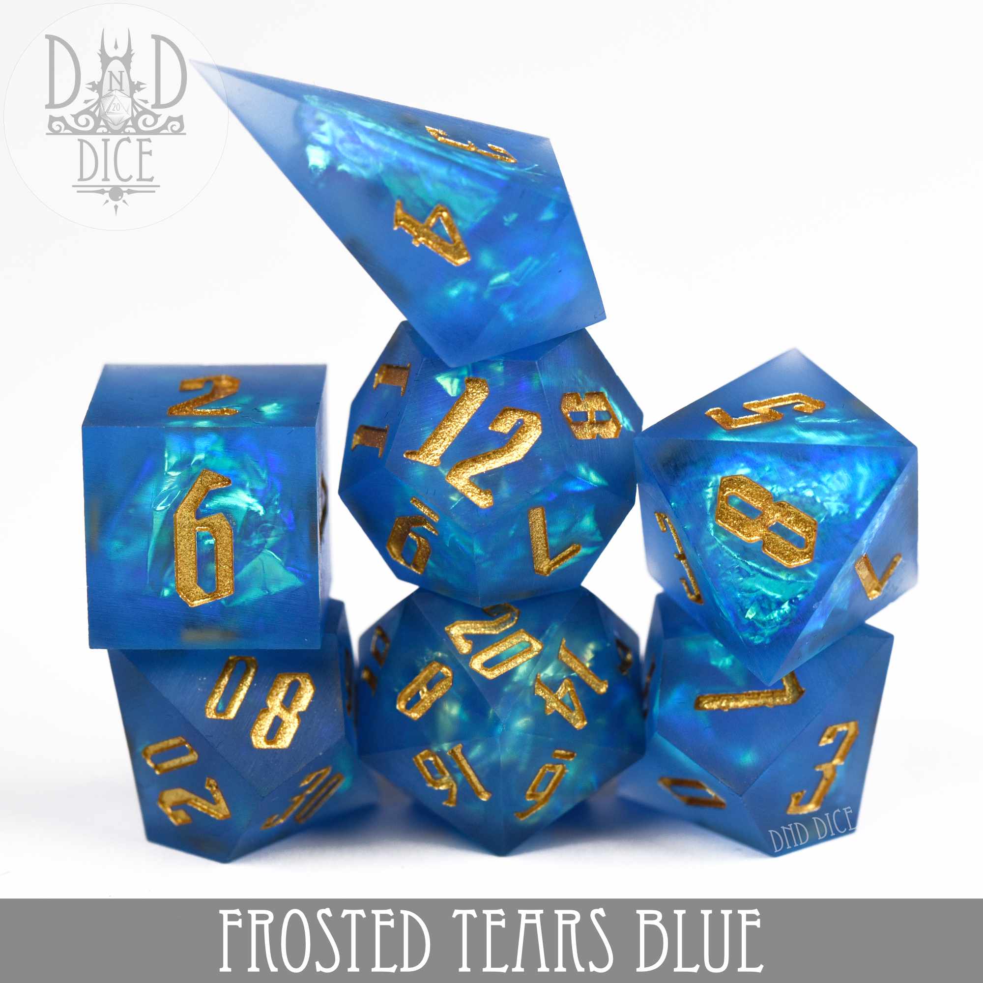 Frosted Tears Blue Handmade Dice Set - Image 2