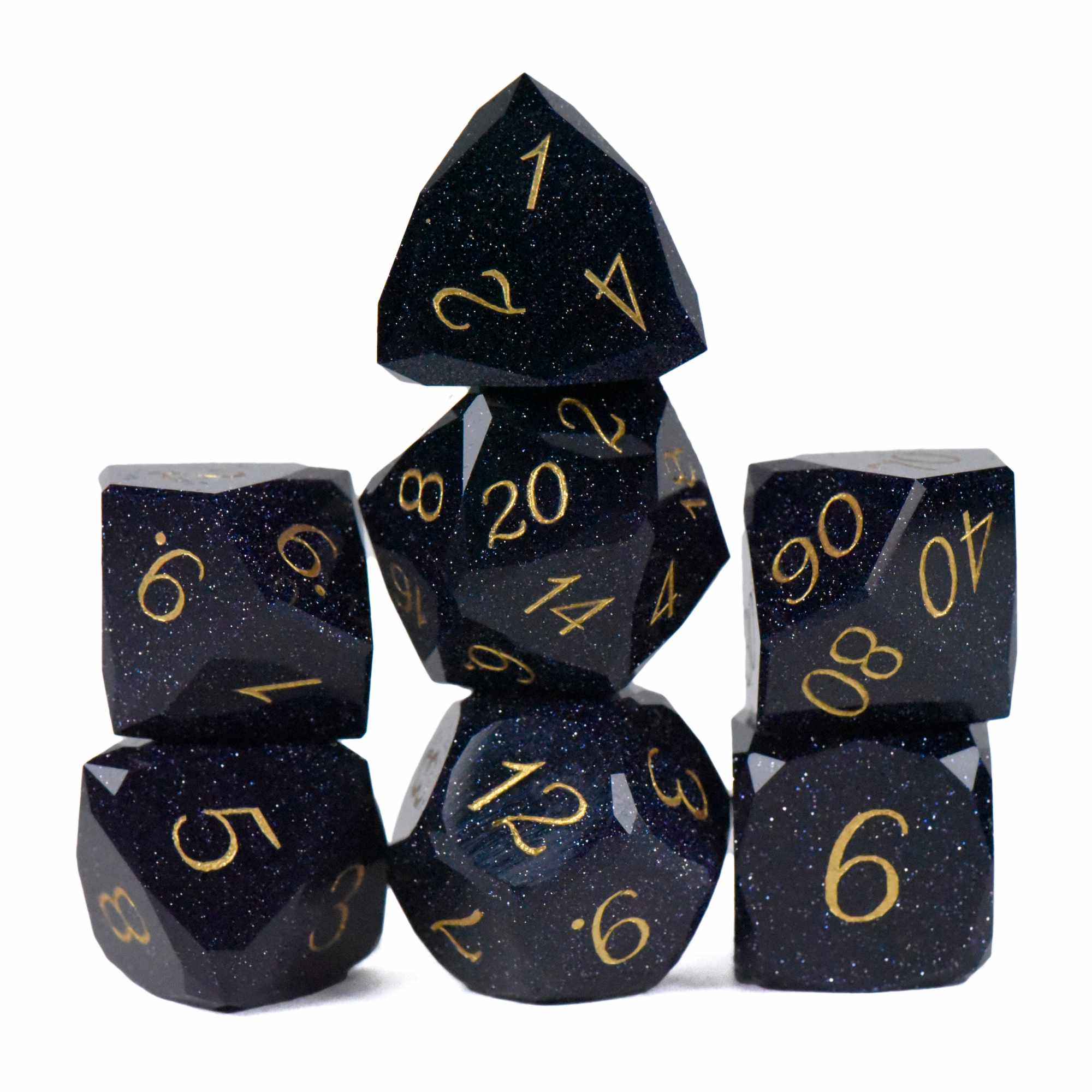 Gem Cut Goldstone Dice Set (Gift Box) - Image 2