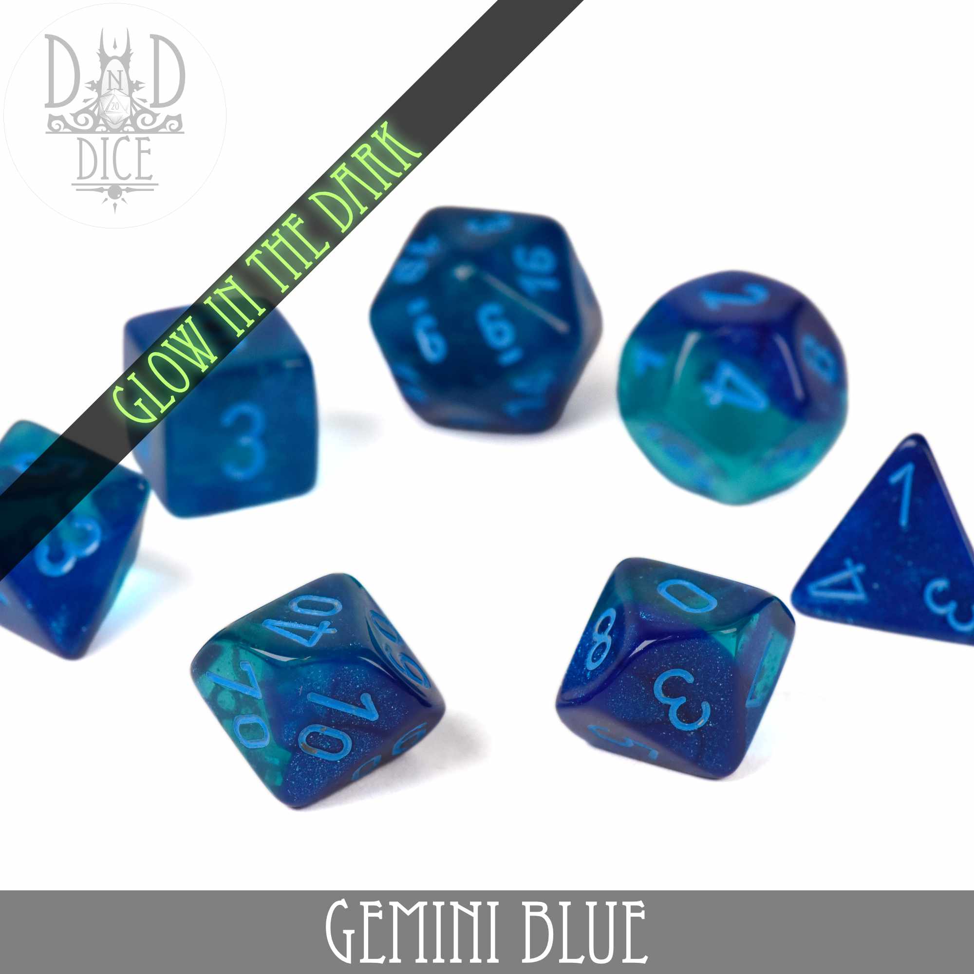 Gemini Blue Luminary Dice Set - Image 3