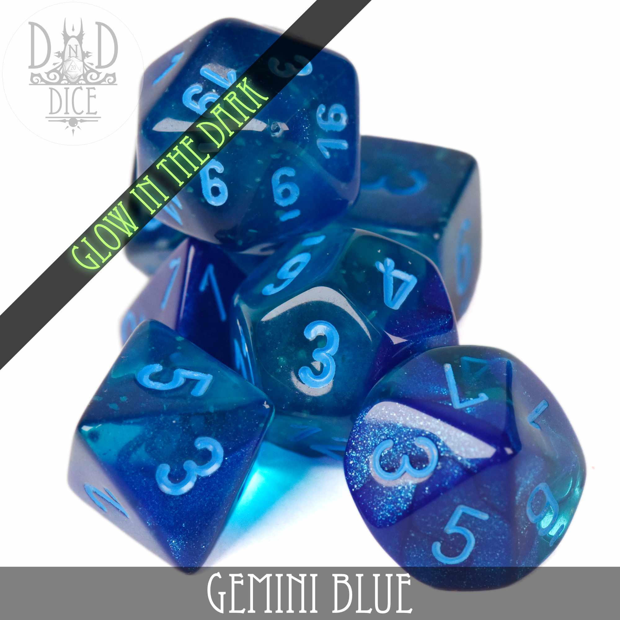 Gemini Blue Luminary Dice Set - Image 4