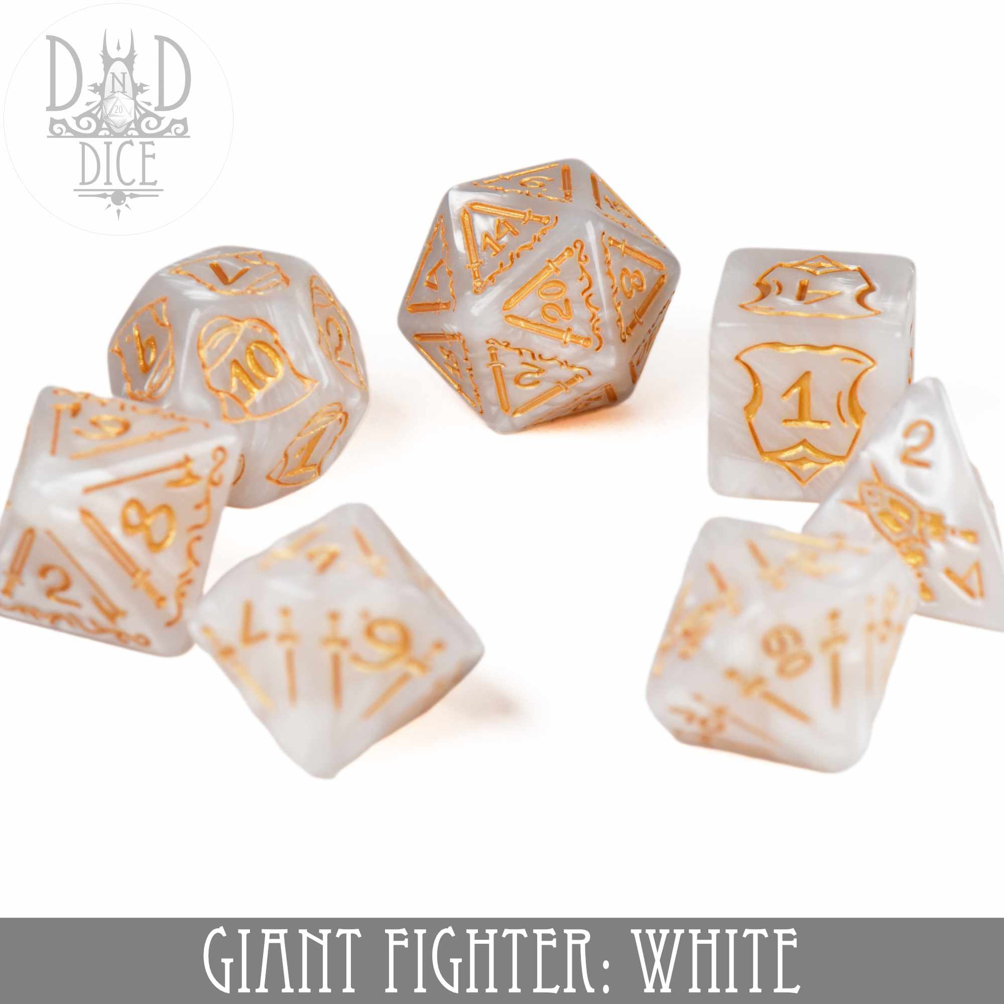 Giant Fighter White Dice Set (Oversize) - Image 3