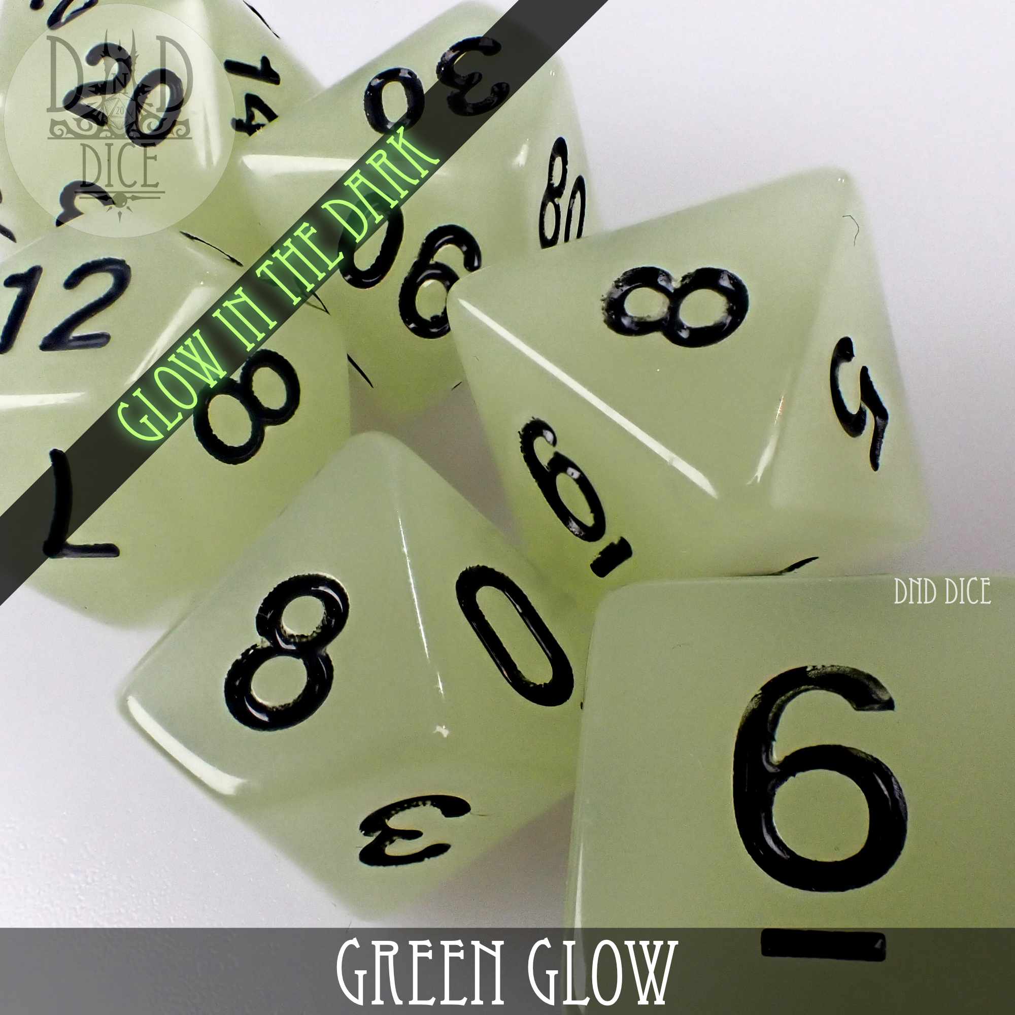 Green Glow in the Dark Dice Set - Image 3
