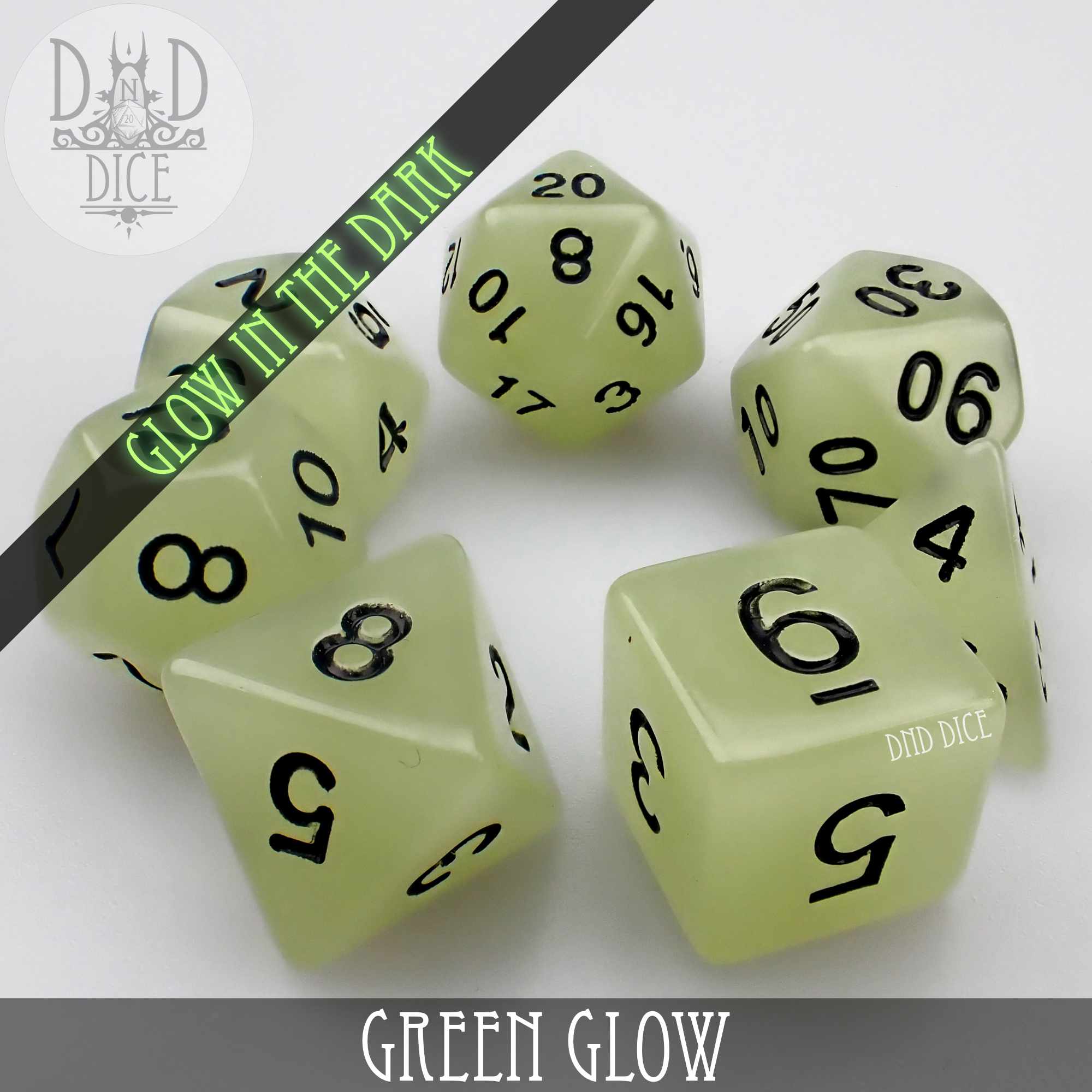 Green Glow in the Dark Dice Set - Image 4