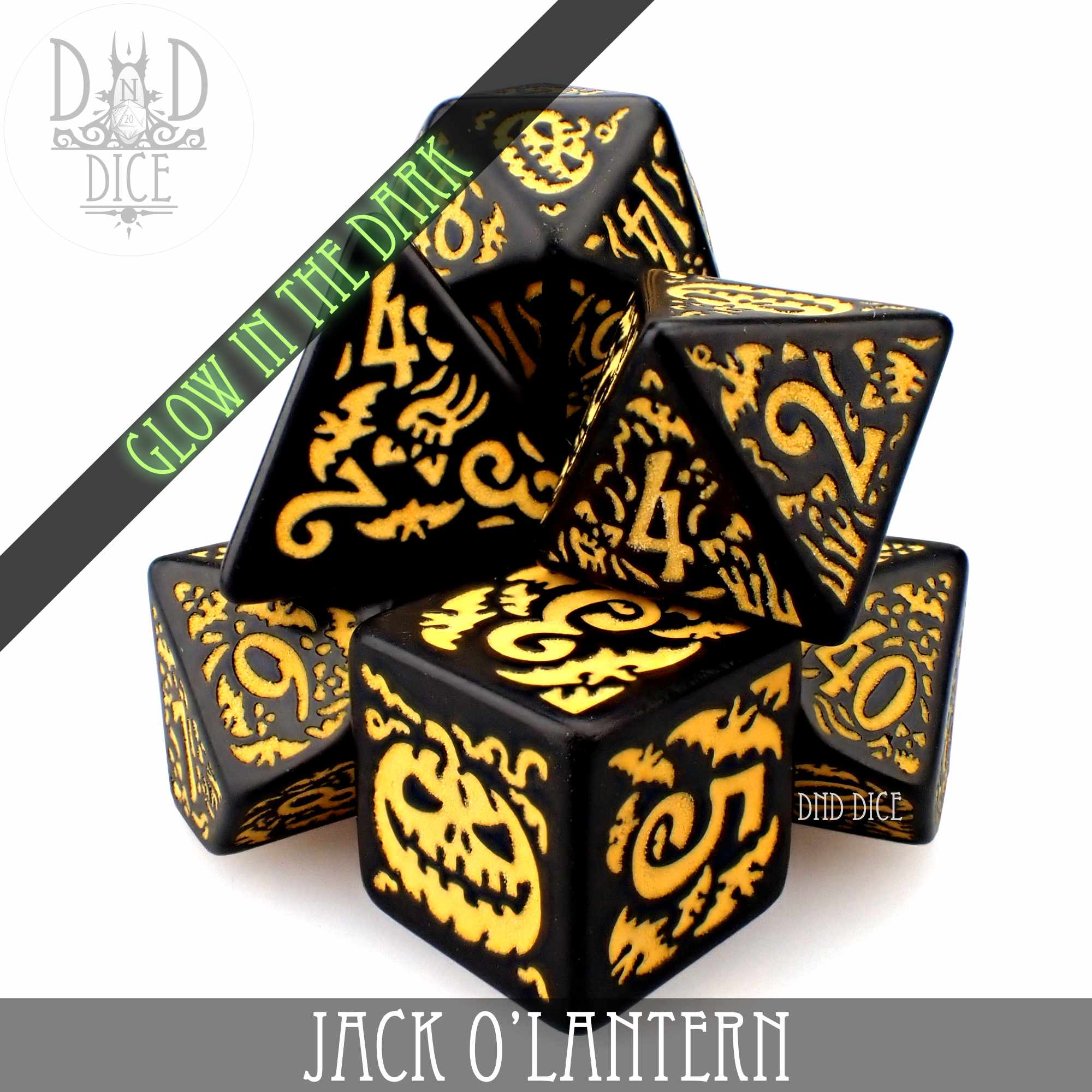 Jack O’Lantern Glow in the Dark Dice Set - Image 4