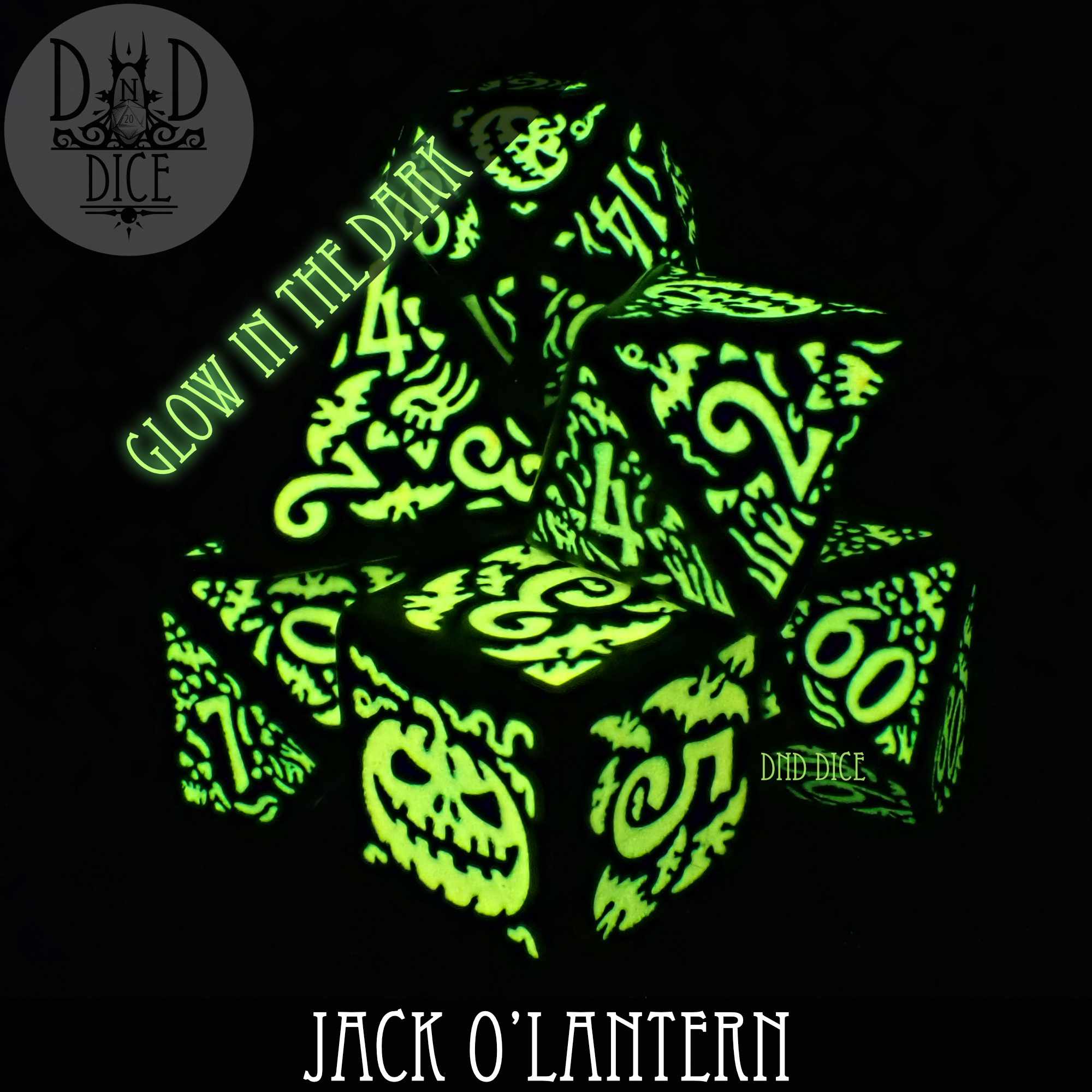 Jack O’Lantern Glow in the Dark Dice Set - Image 5