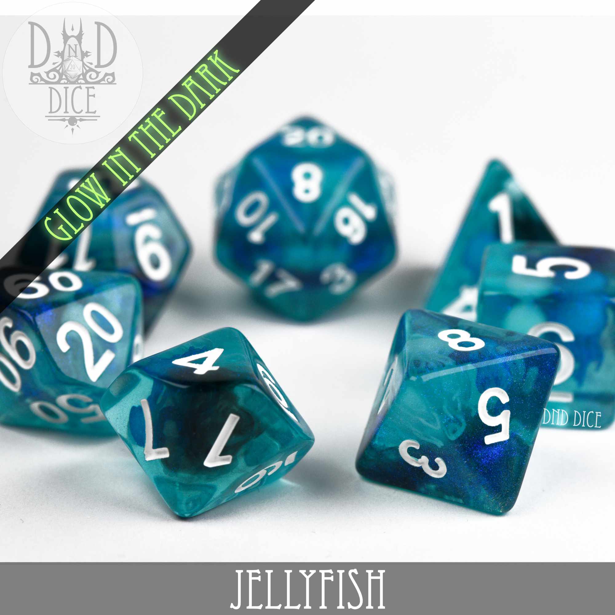 Jellyfish Glow in the Dark Dice Set - Image 3