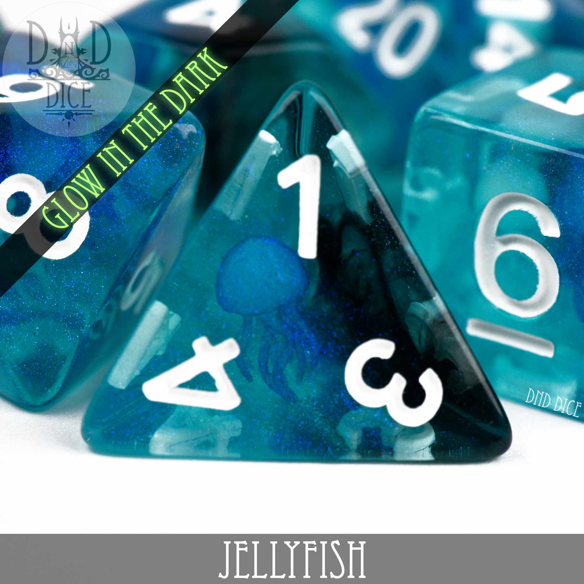 Jellyfish Glow in the Dark Dice Set - Image 4