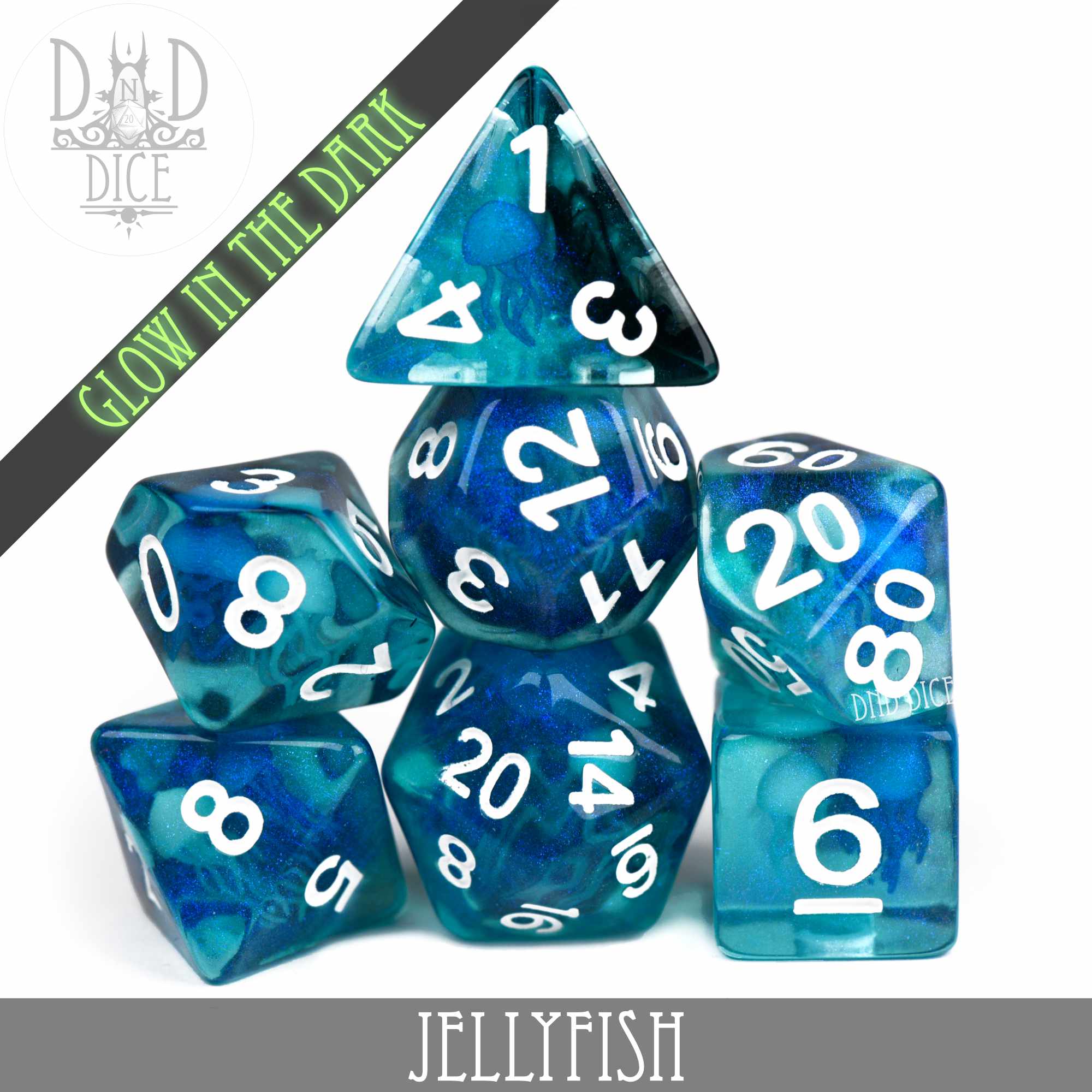 Jellyfish Glow in the Dark Dice Set - Image 6