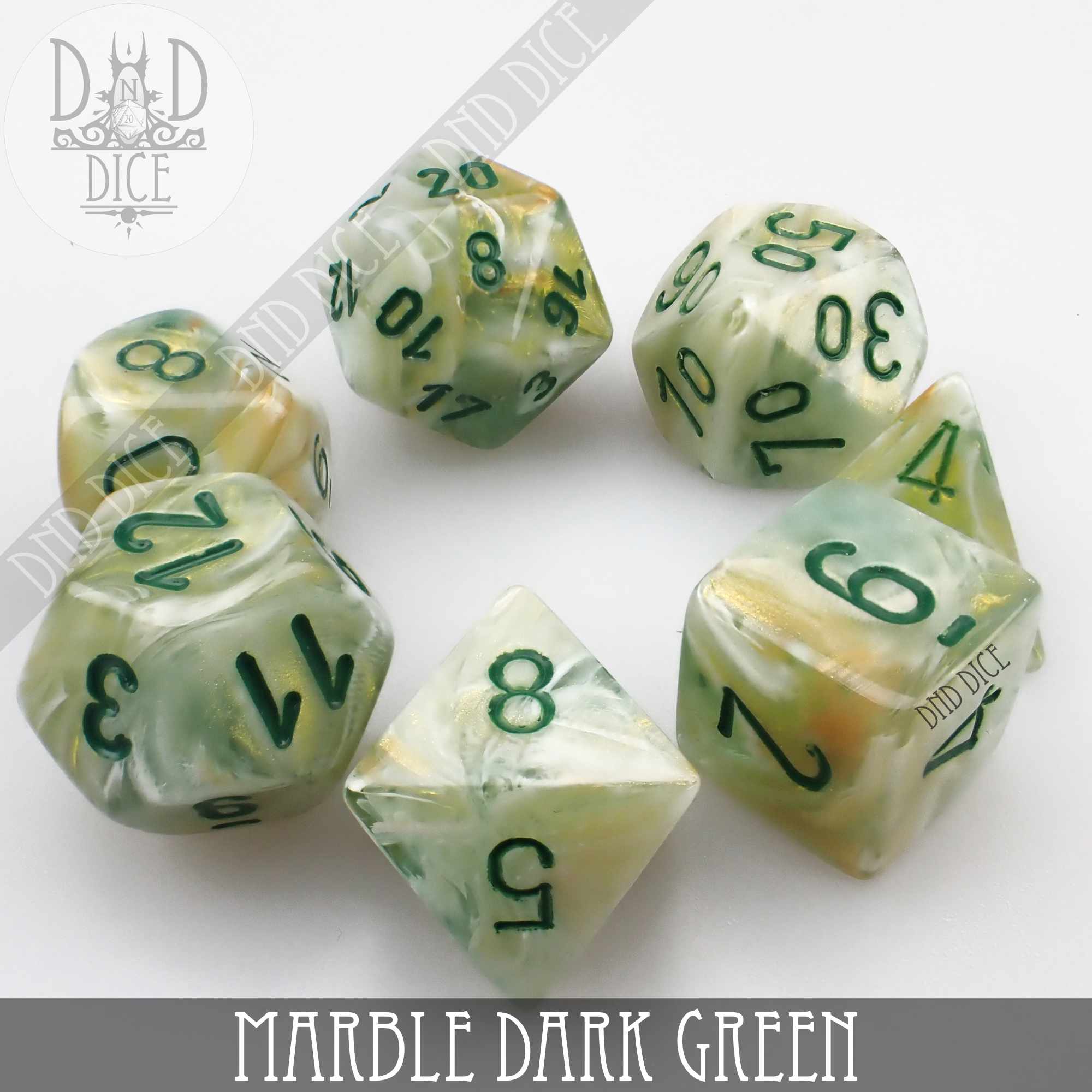 Marble Dark Green Dice Set - Image 3