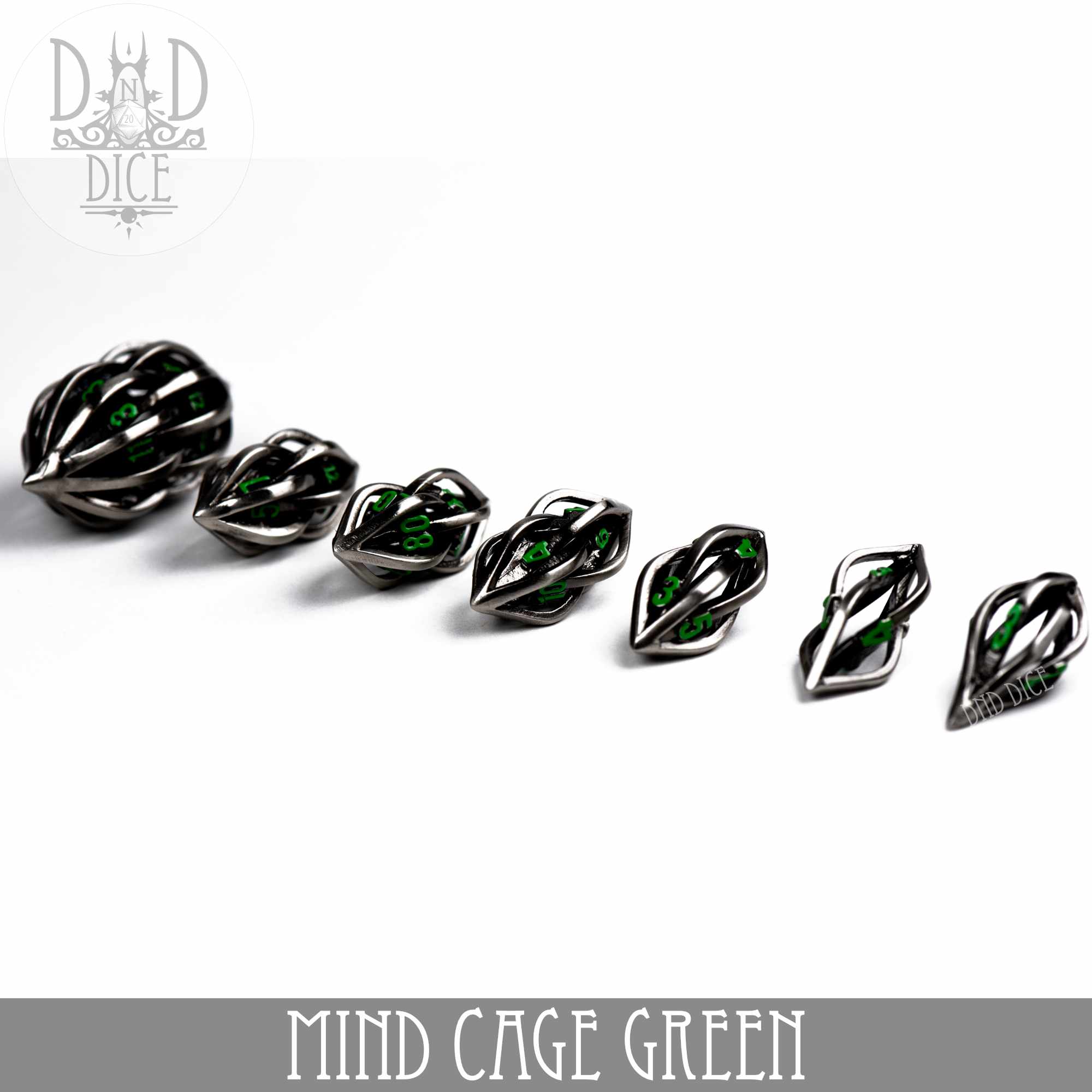Mind Cage Green - Metal Dice Set (Gift Box) - Image 2