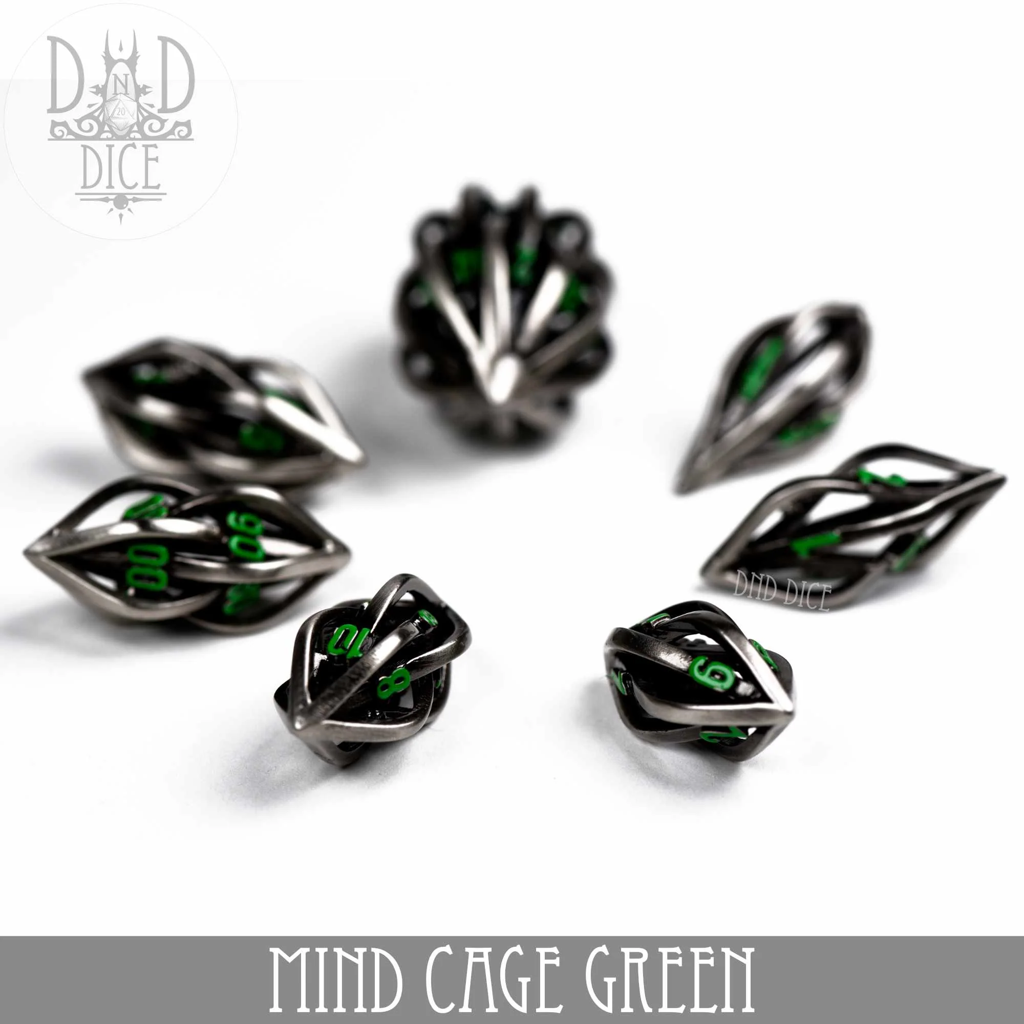 Mind Cage Green - Metal Dice Set (Gift Box) - Image 3