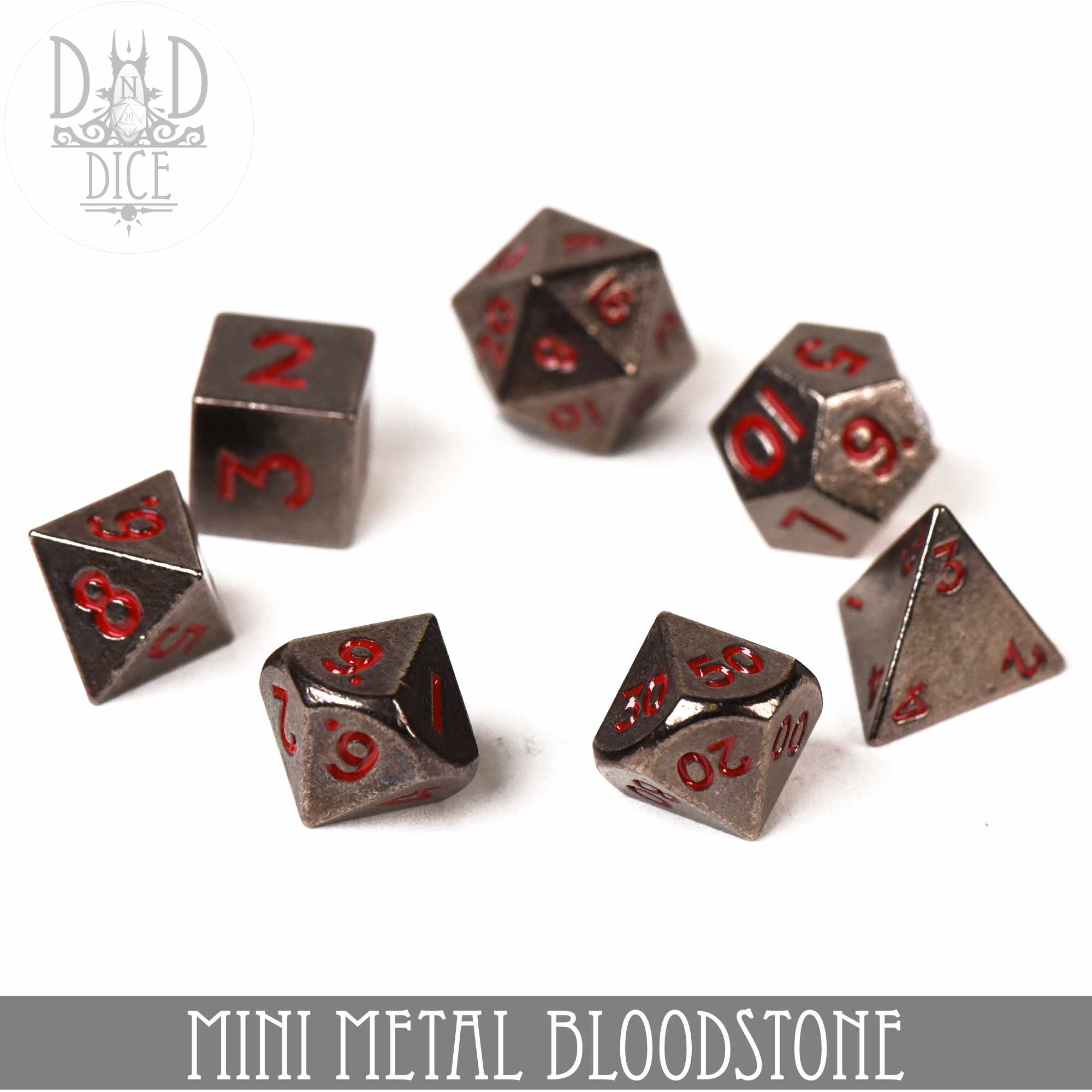 Mini Metal Bloodstone Dice Set (10mm) - Image 3