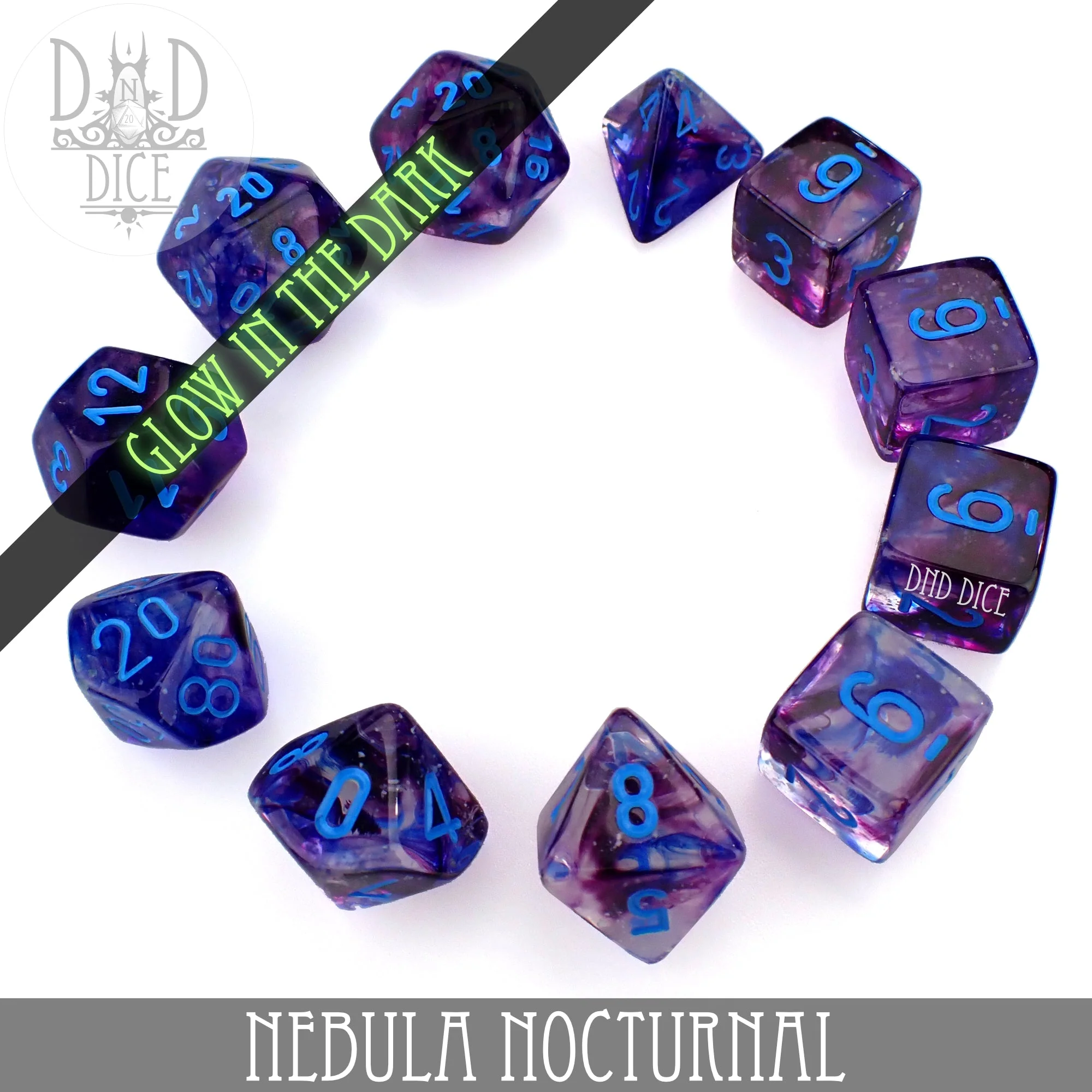 Nebula Nocturnal 7 or 11 Dice Set (Glow) - Image 3
