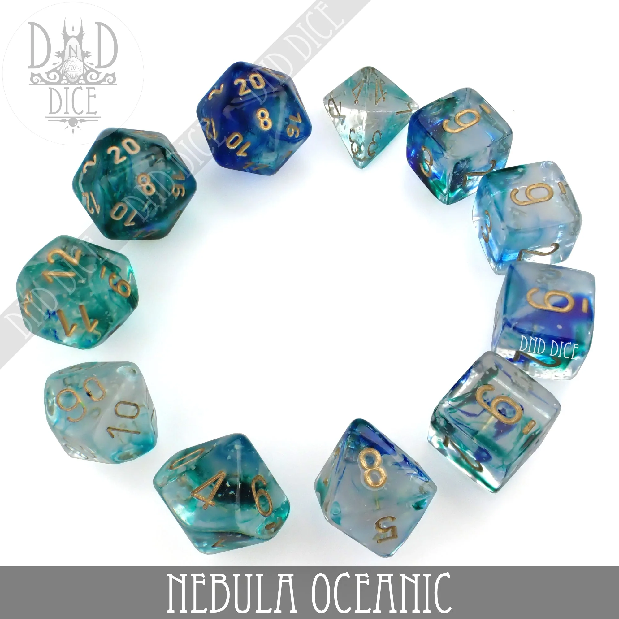 Nebula Oceanic 7 or 11 Dice Set (Glow) - Image 3