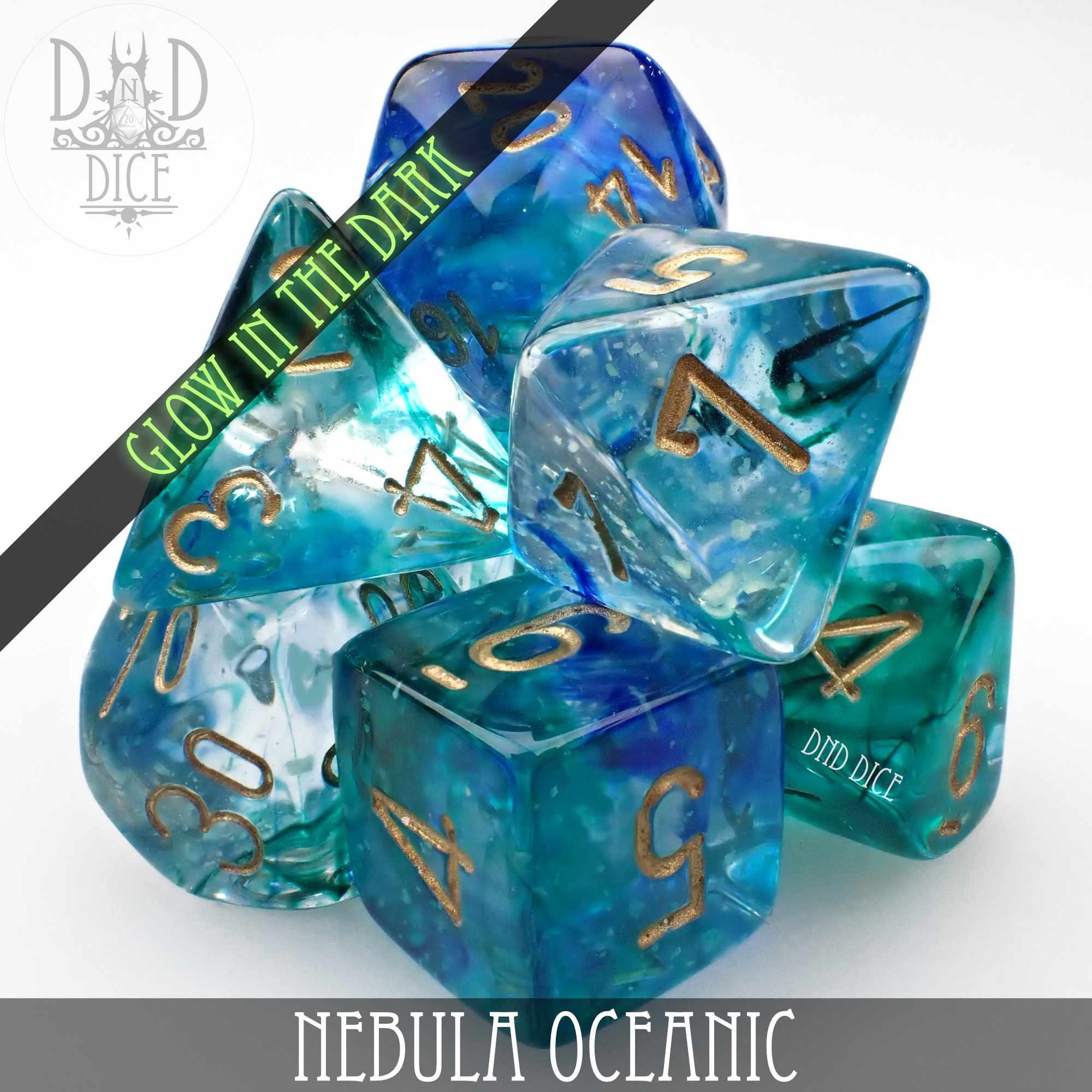 Nebula Oceanic 7 or 11 Dice Set (Glow) - Image 4