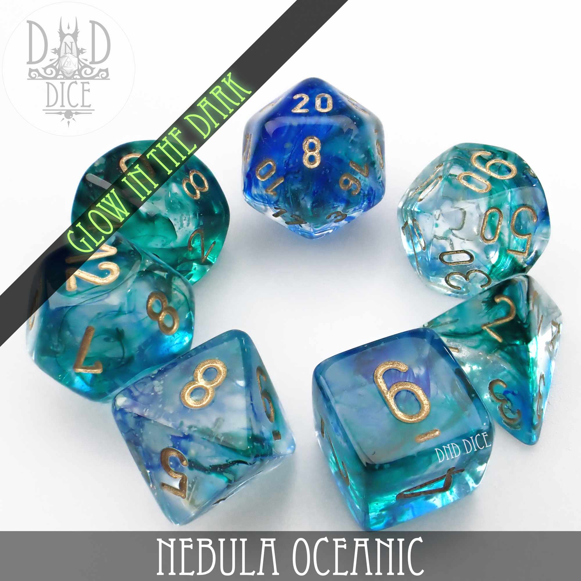 Nebula Oceanic 7 or 11 Dice Set (Glow) - Image 5