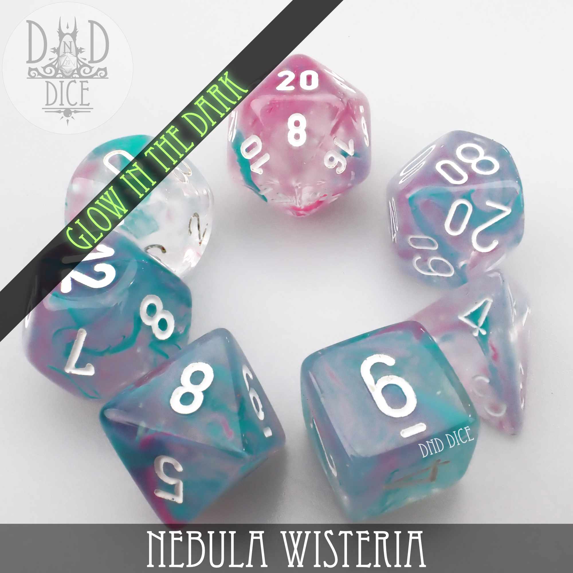 Nebula Wisteria Dice Set (Glow) - Image 3