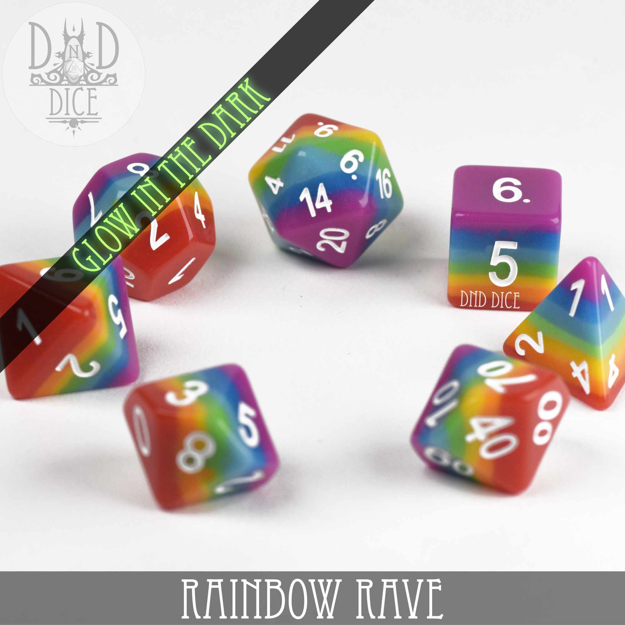 Rainbow Rave Glow Dice Set - Image 3