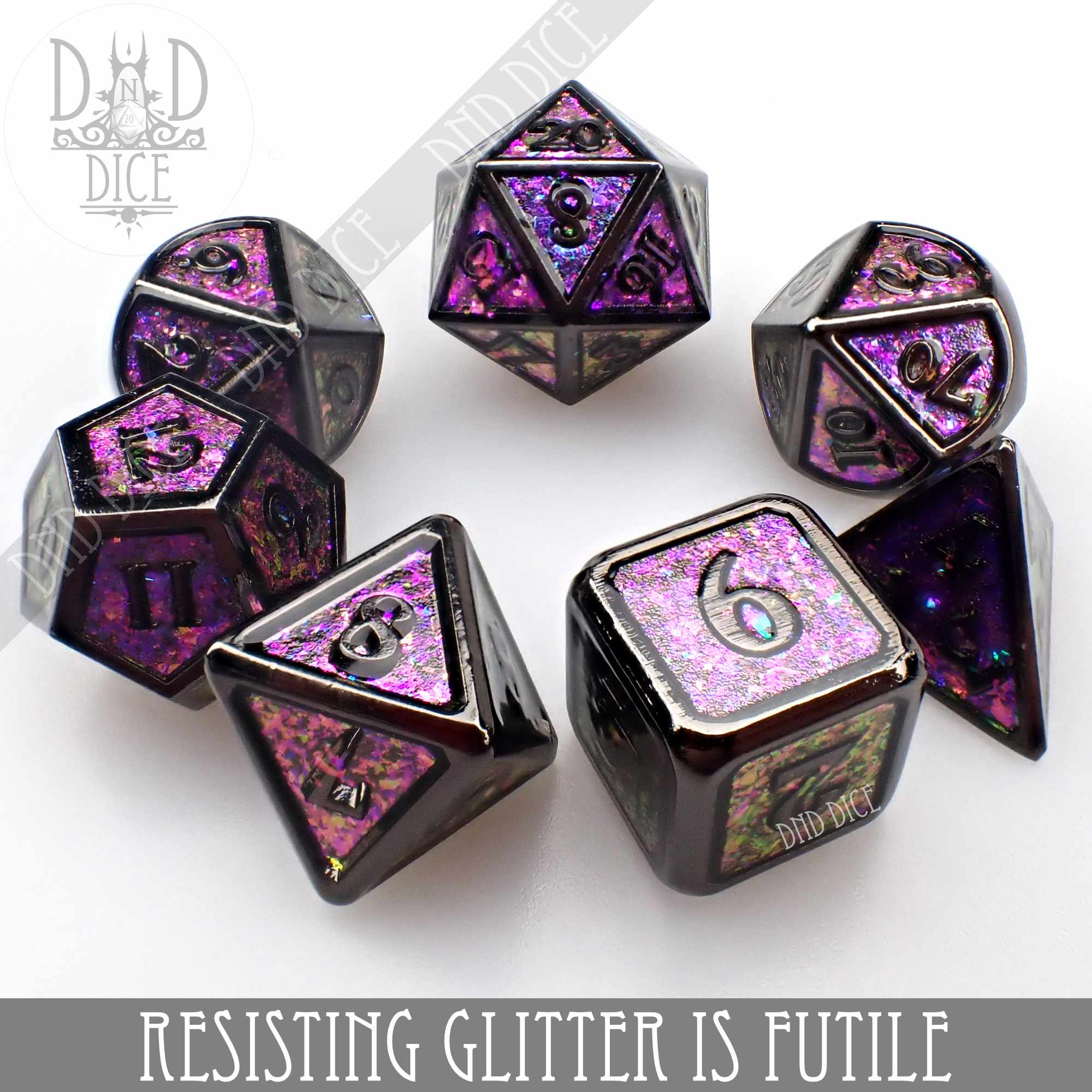 Resisting Glitter is Futile Metal Dice Set - Image 3
