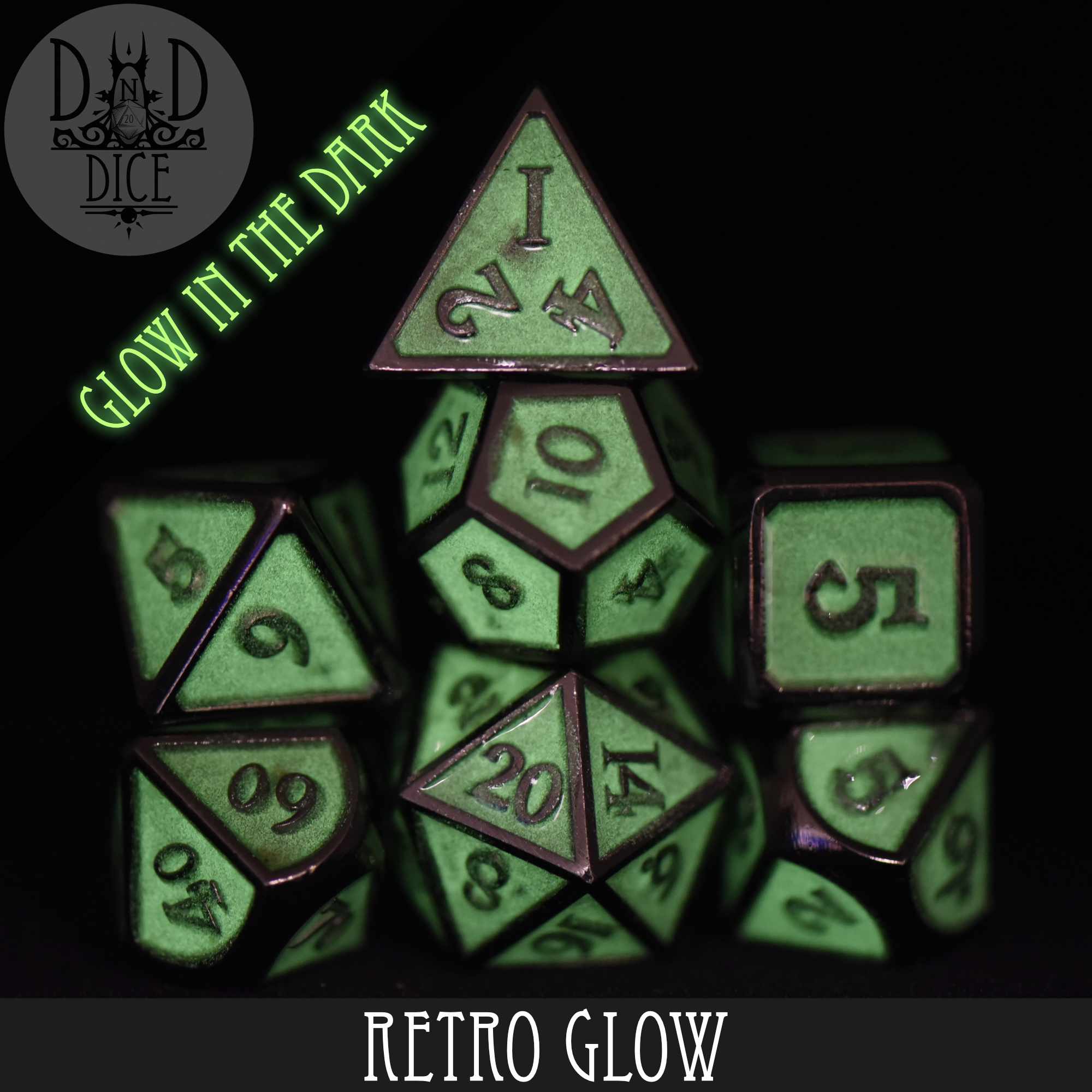 Retro Glow Metal Dice Set - Image 2