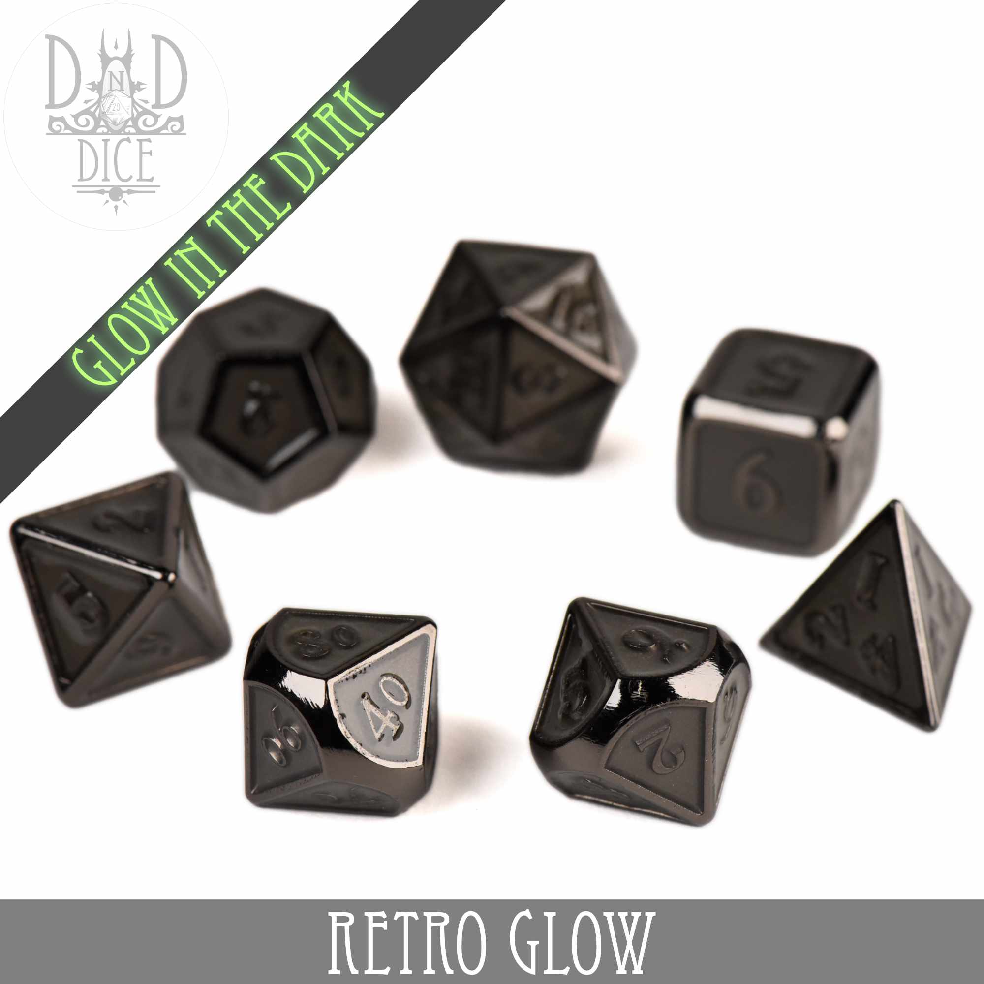 Retro Glow Metal Dice Set - Image 4