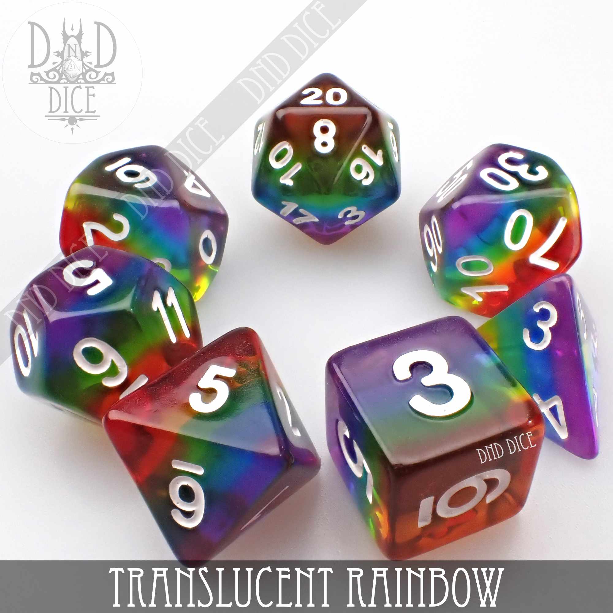 Translucent Rainbow Dice Set - Image 3