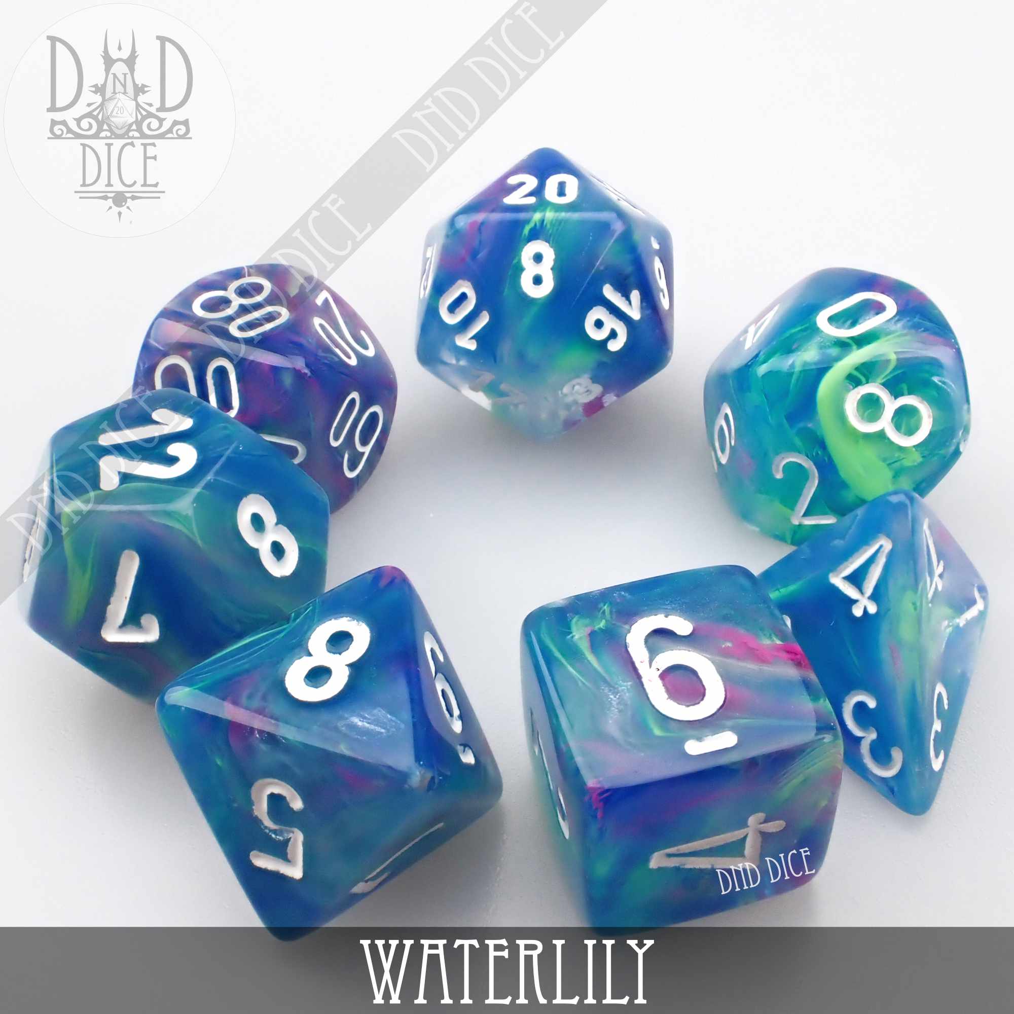 Festive Waterlily Dice Set - Image 3